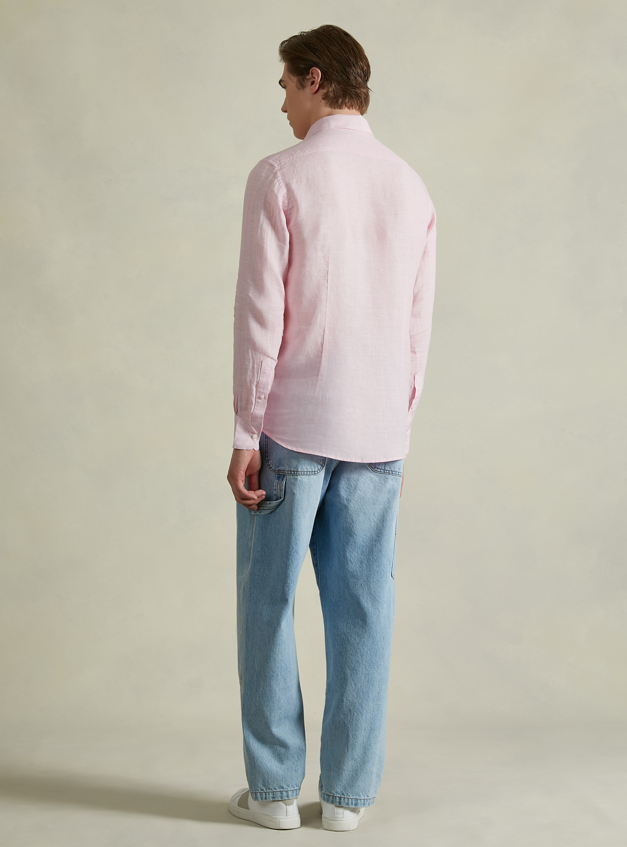 Camicia in puro lino a maniche lunghe, PK3 PINK LIGHT