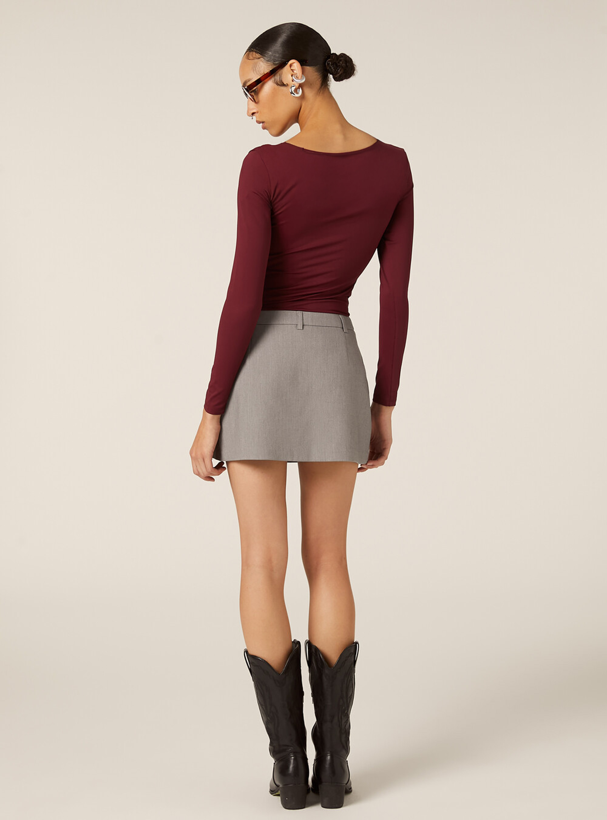 Body el&aacute;stico con cuello cuadrado, BO1 BORDEAUX DARK