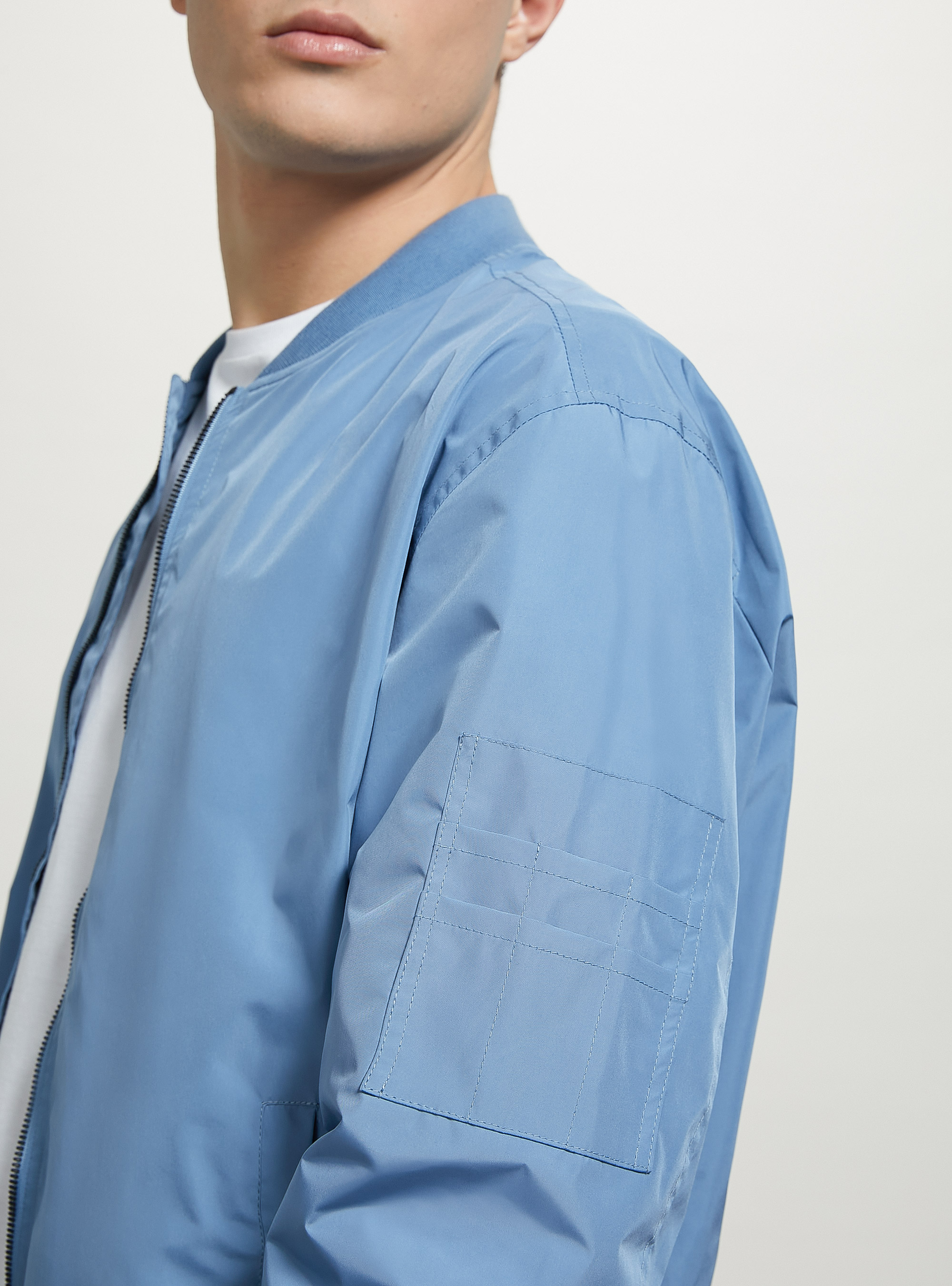 Windproof regular fit bomber jacket, AZ3 AZURRE LIGHT