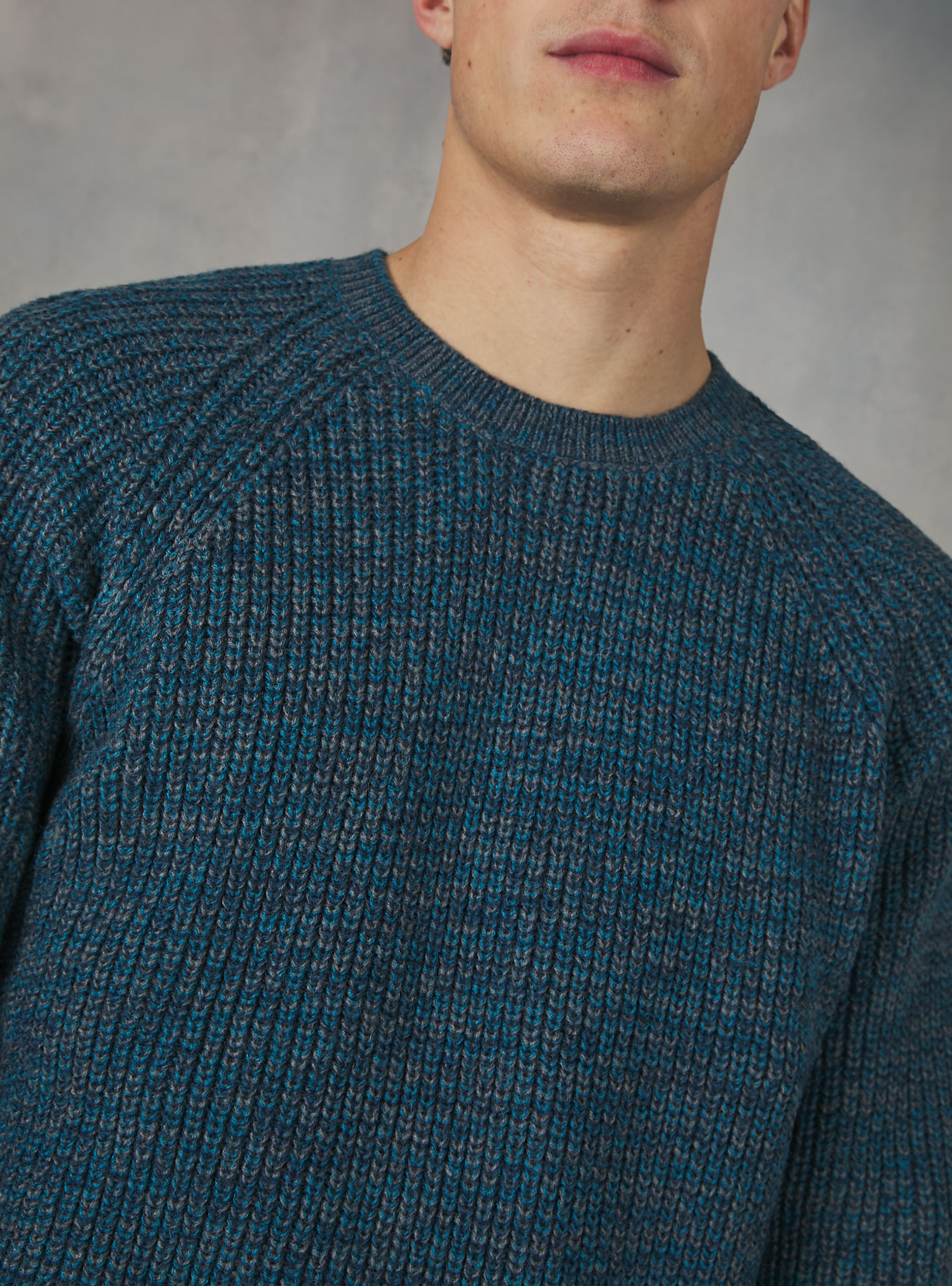 English rib crew-neck pullover, TOB1 TWIST BLUE OIL DARK