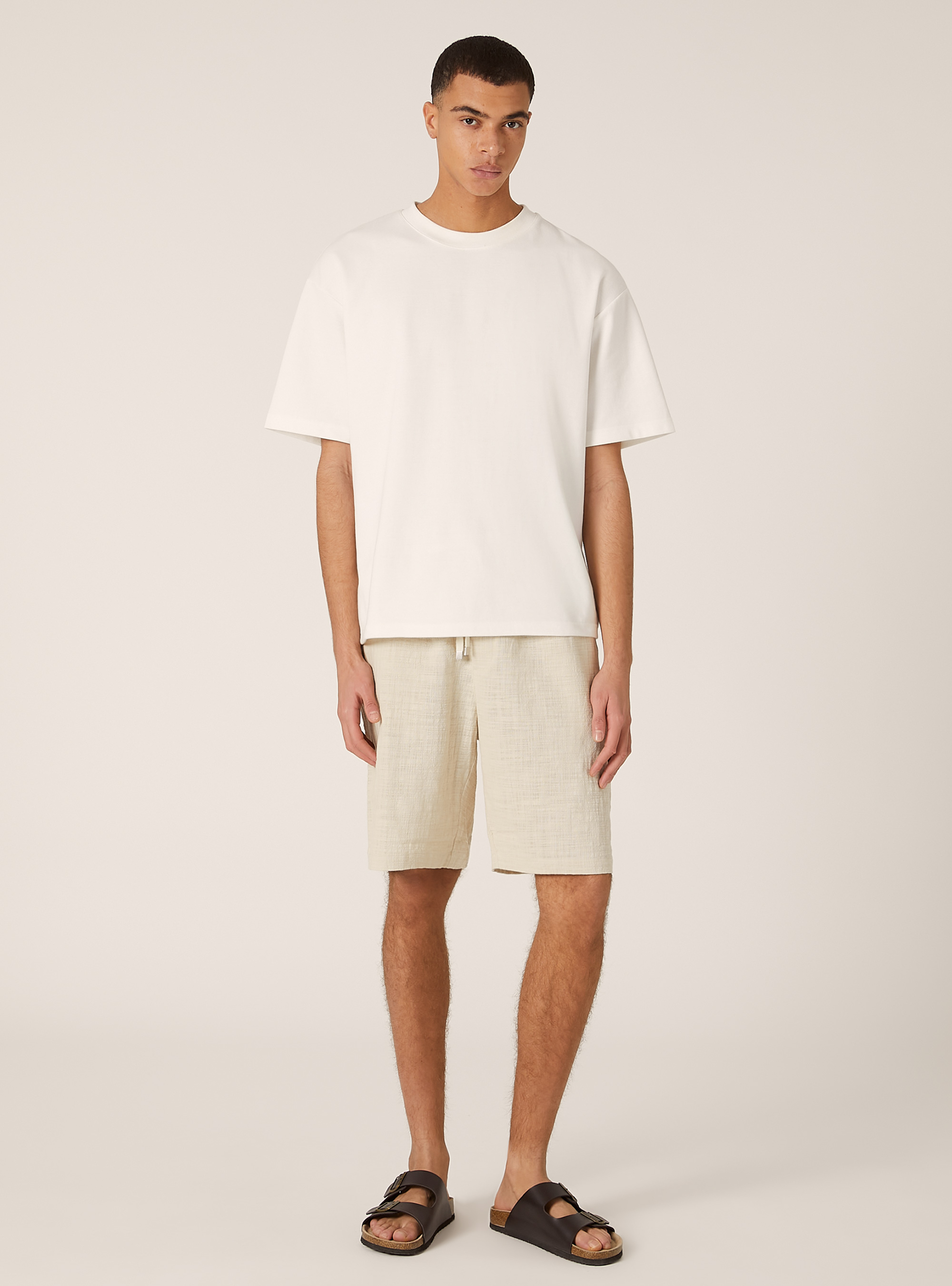 Cotton bermuda shorts with elastic waistband, BG3 BEIGE LIGHT