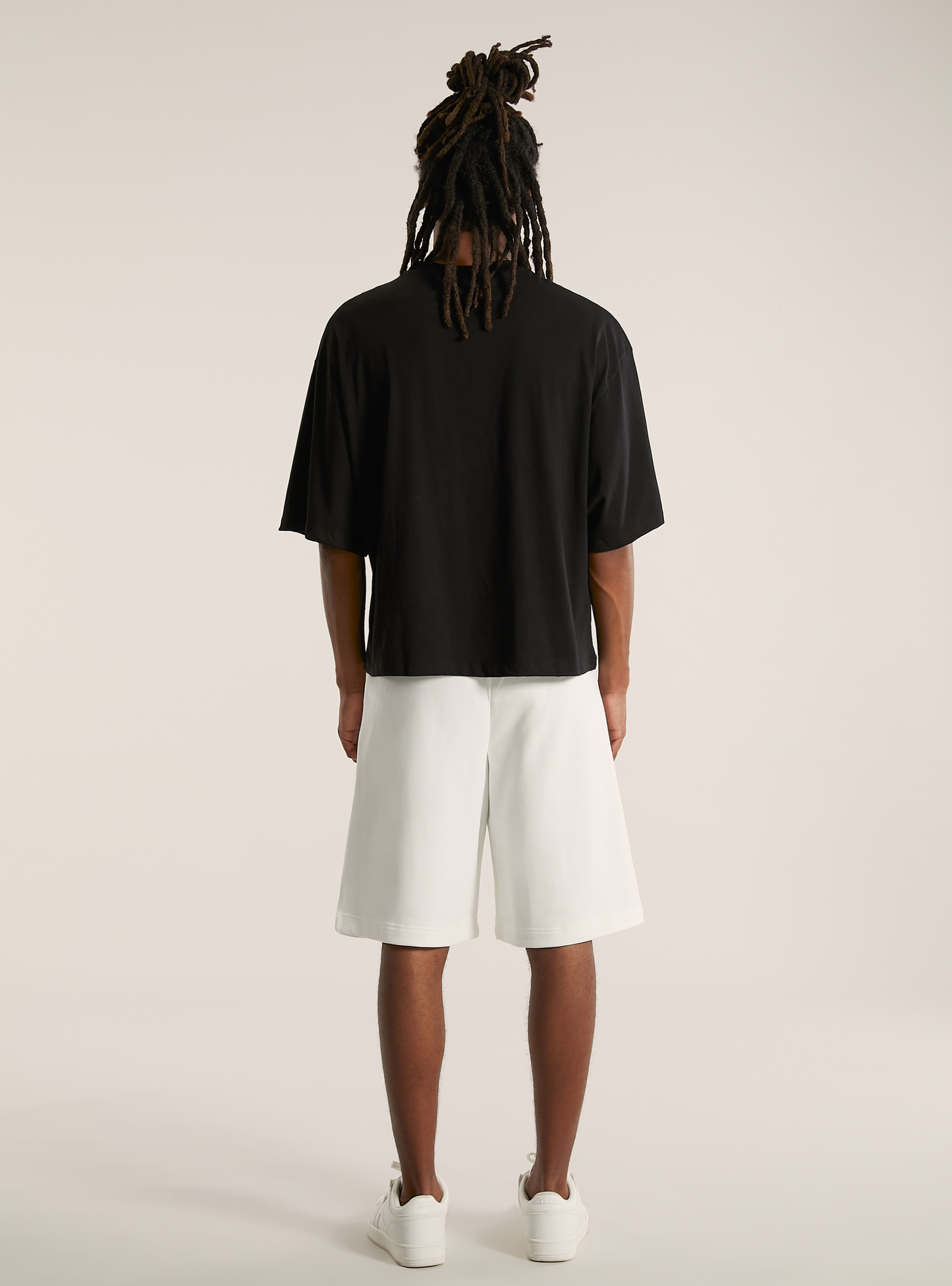 Baumwoll-T-Shirt mit kastenförmiger Passform, BK1 BLACK