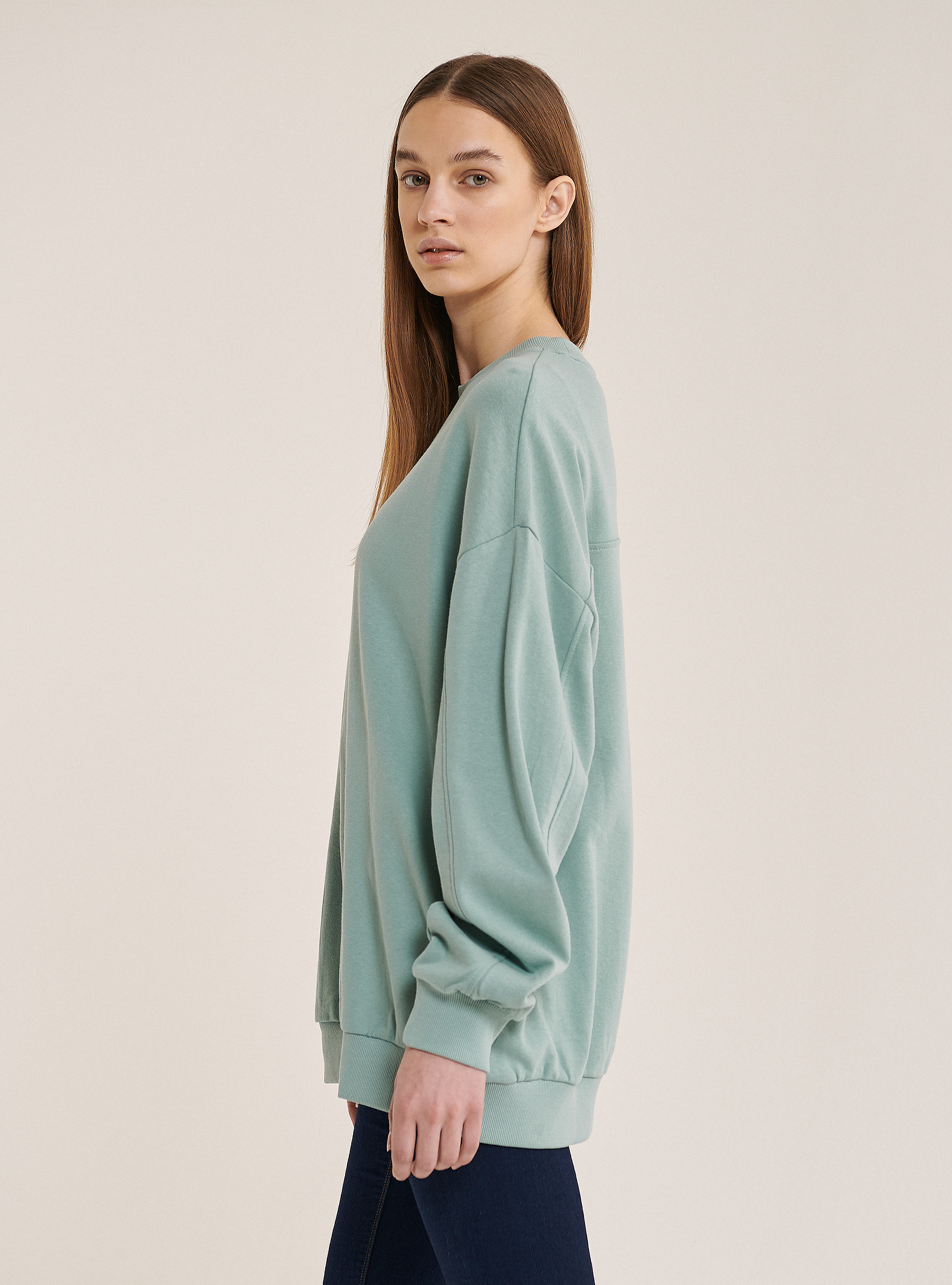 Basic oversize sweatshirt, C6699 GREEN