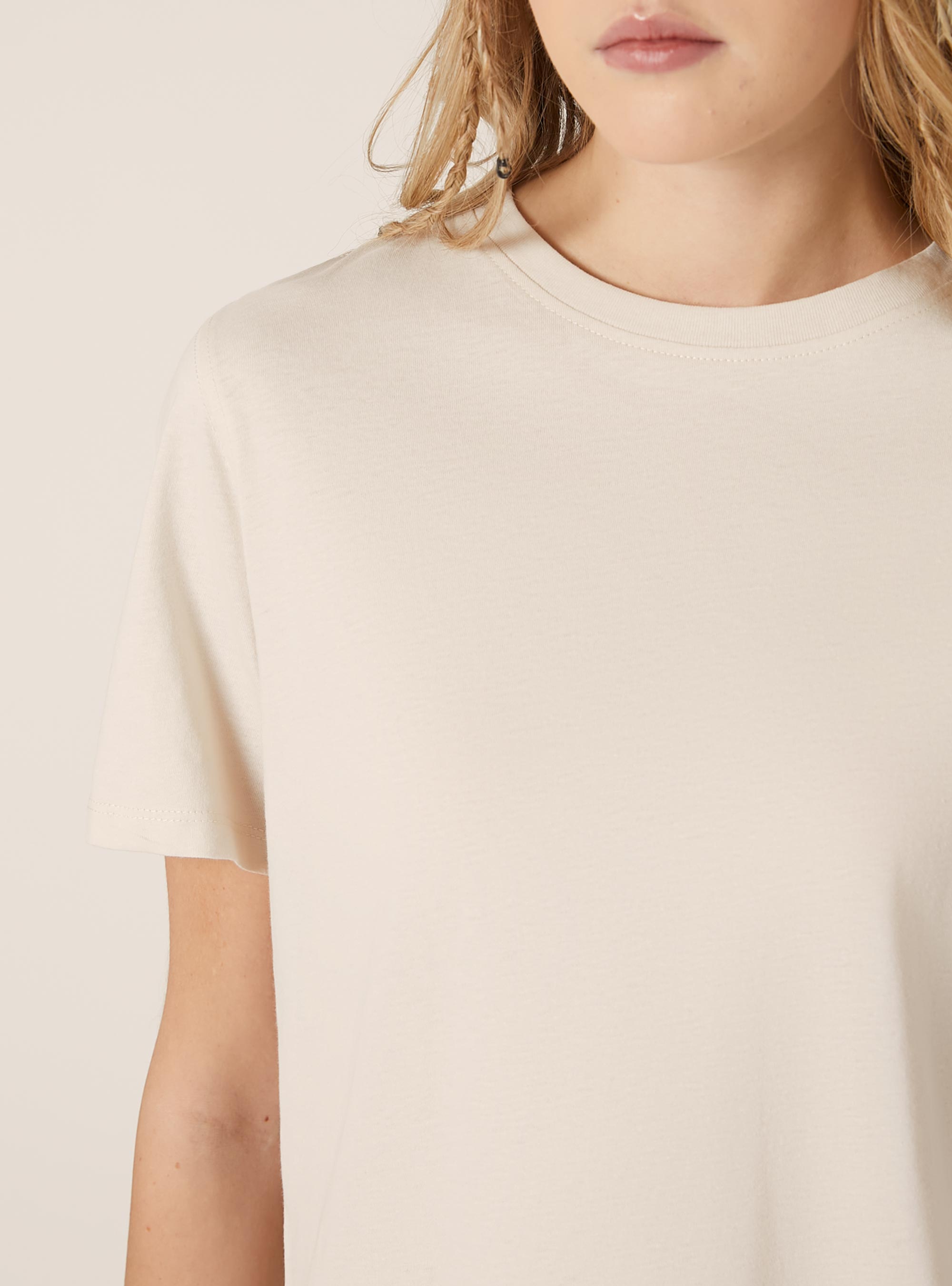 Crew-neck cotton T-shirt, CR3 CREAM LIGHT