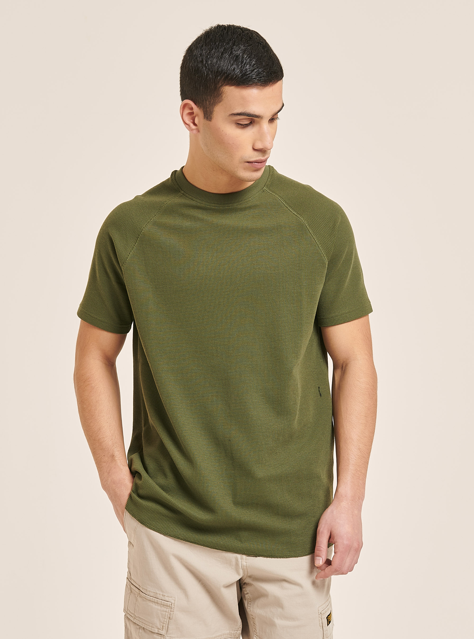 Textured cotton T-shirt, KY1 KAKY DARK