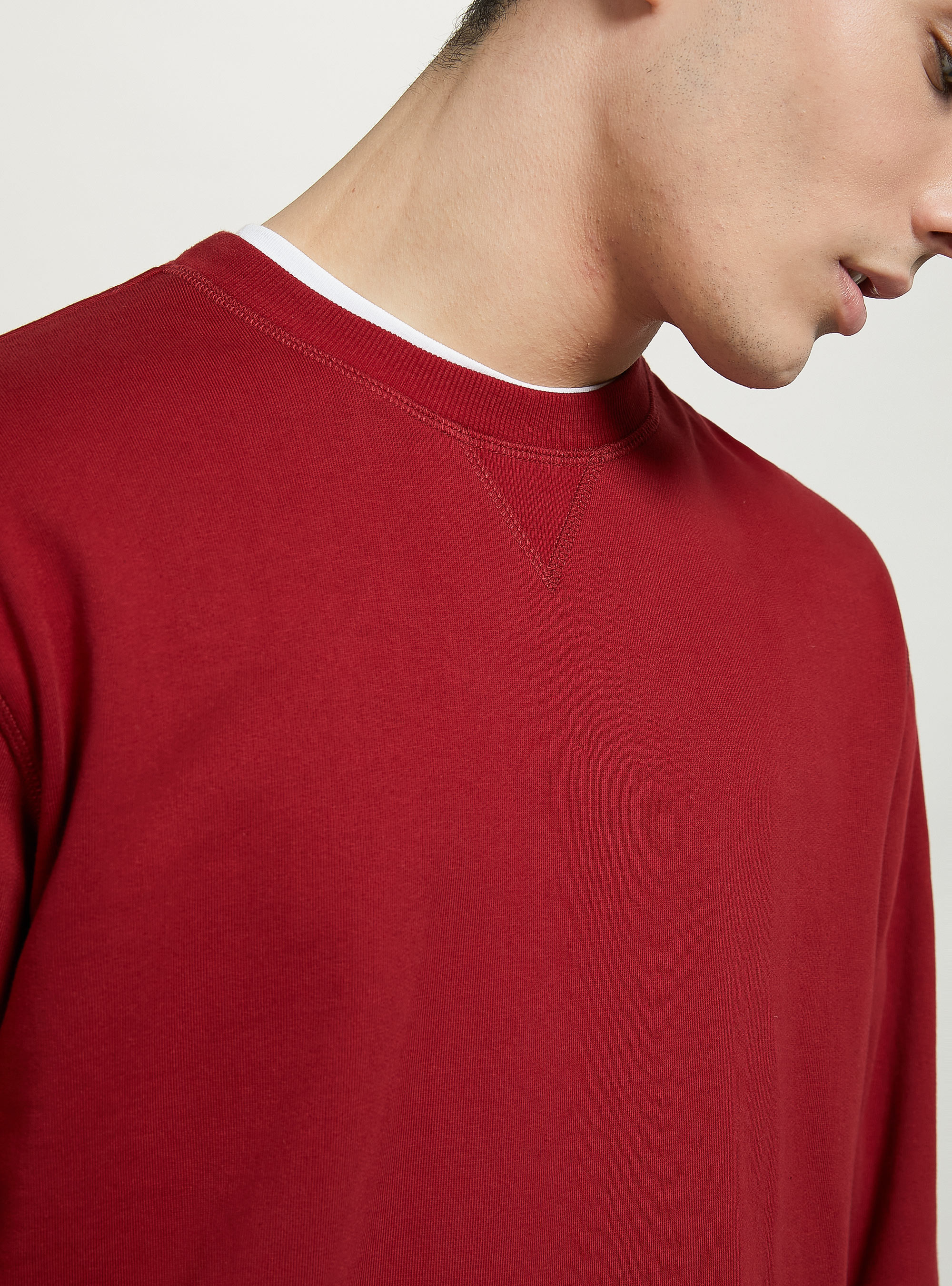 Felpa girocollo tinta unita, BO2 BORDEAUX MEDIUM