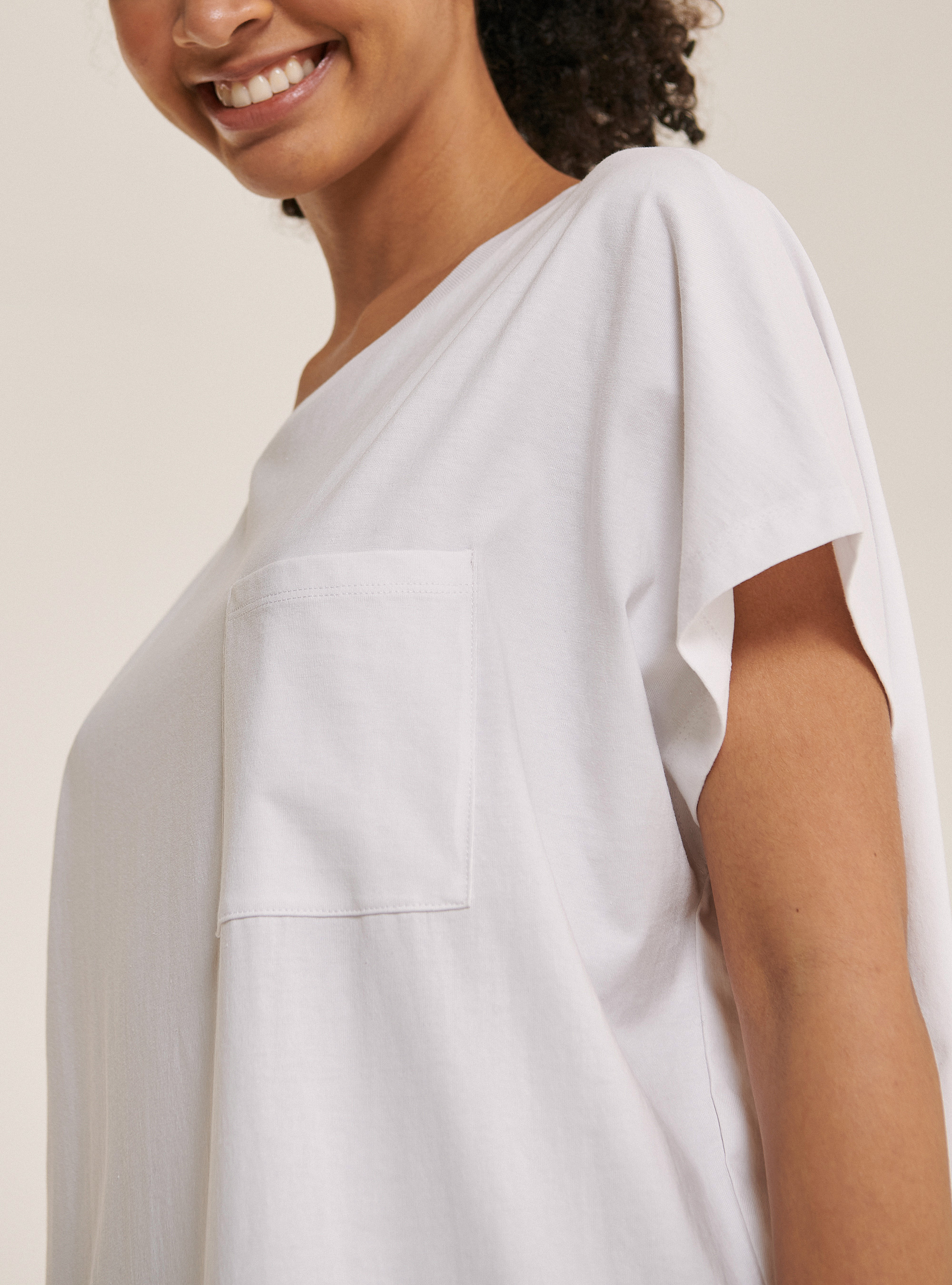 Basic dress with pocket in solid colour, C0020 OFF WHITE