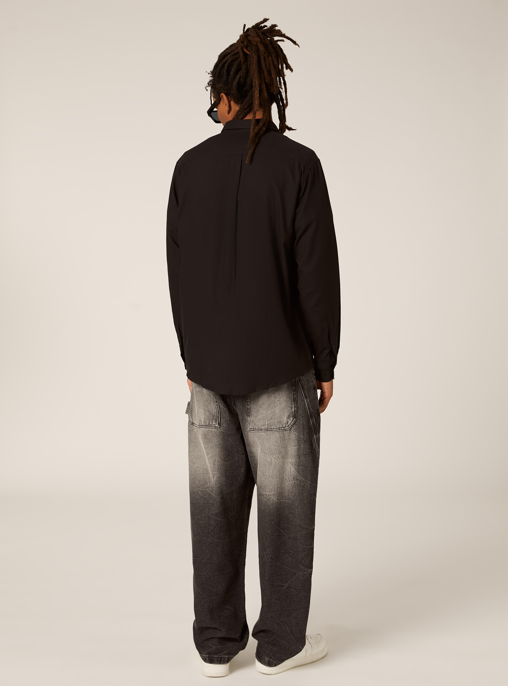 Camicia in flanella regular fit, BK1 BLACK