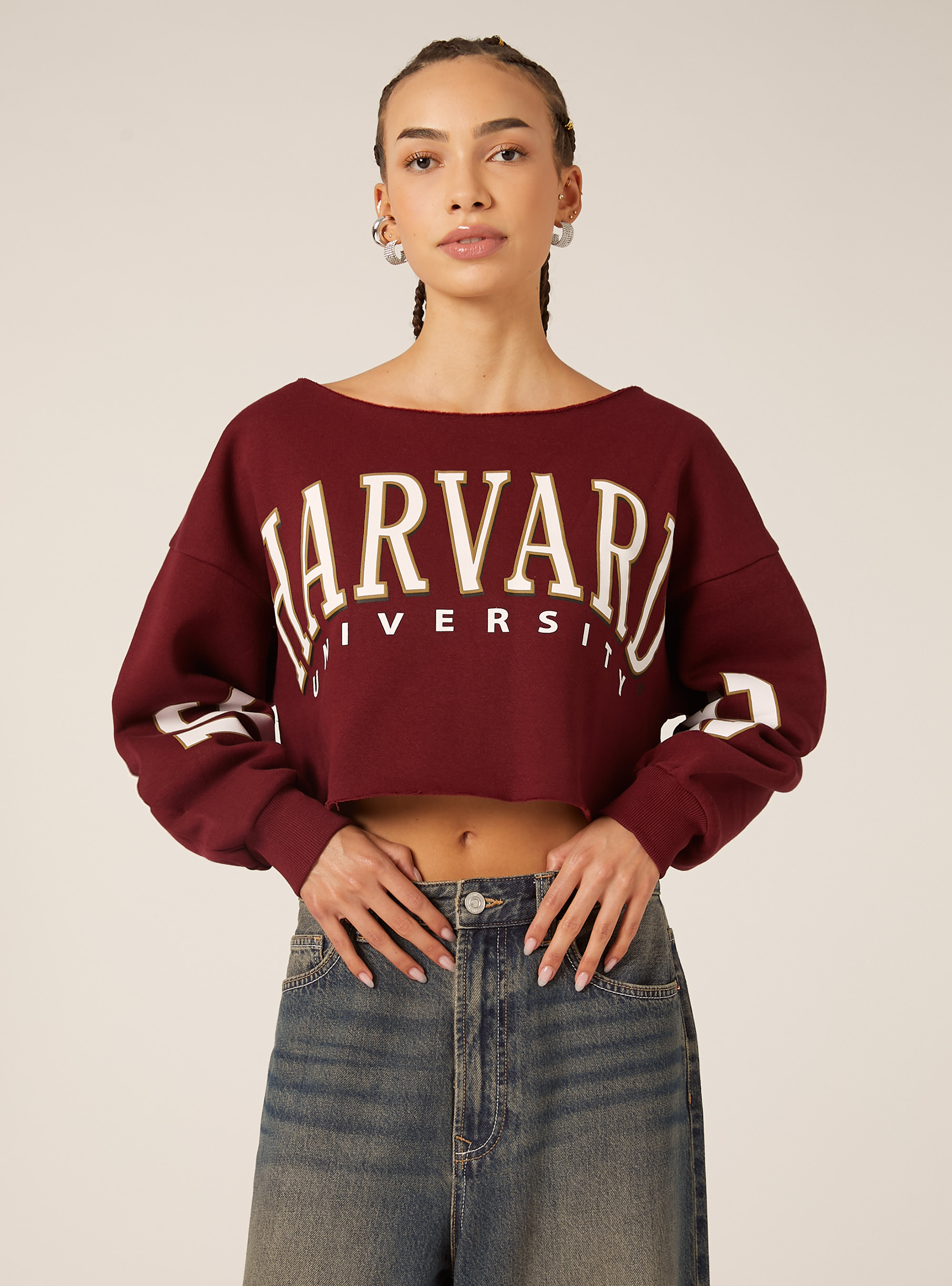 Felpa con scollo a barca Harvard / Alcott, BO1 BORDEAUX DARK