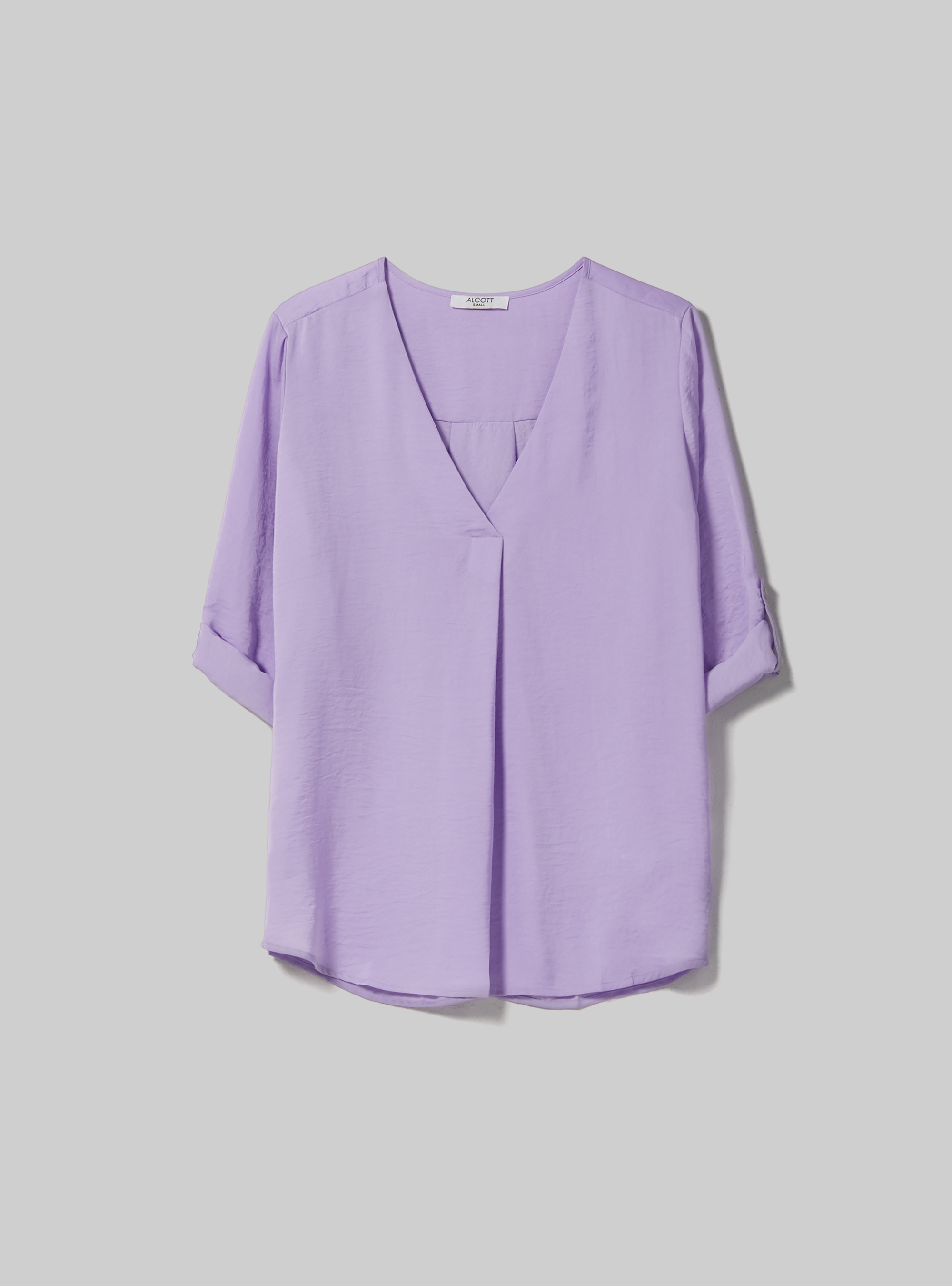 Plain-coloured blouse with neckline, LC2 LILLAC MEDIUM