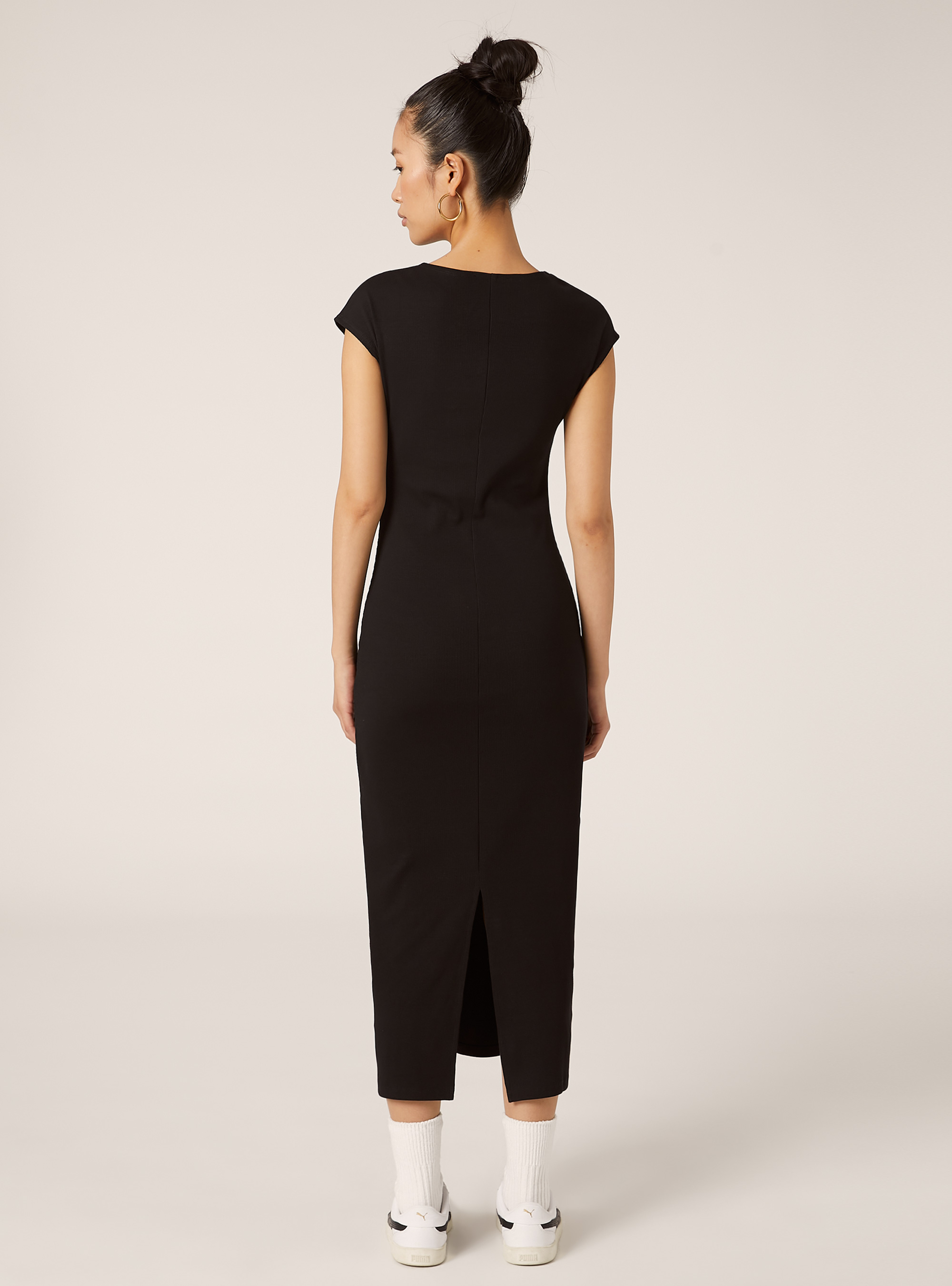 Robe ajustée en côtes, BK1 BLACK