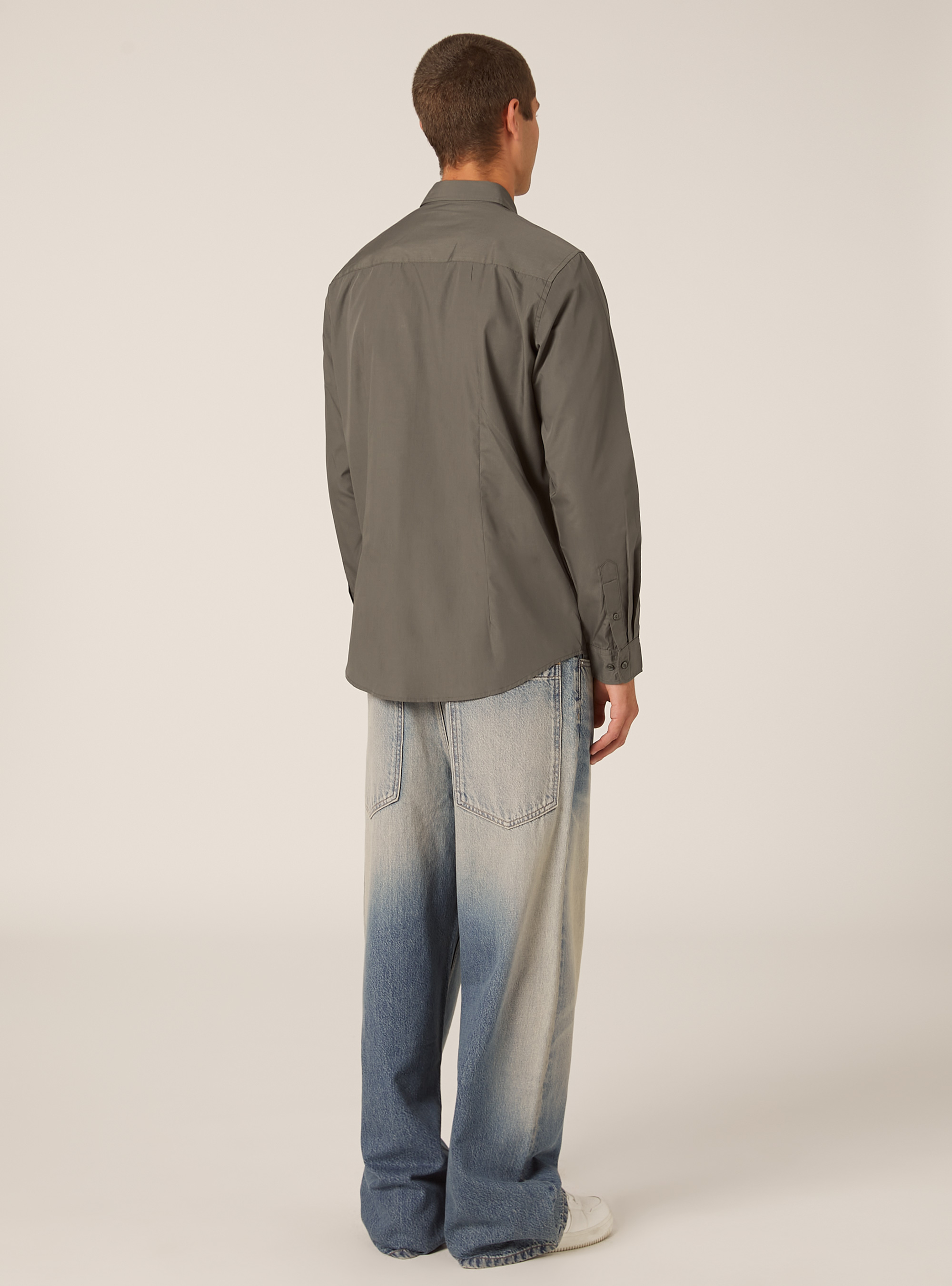 Camicia a manica lunga in tinta unita, KY1 KAKY DARK