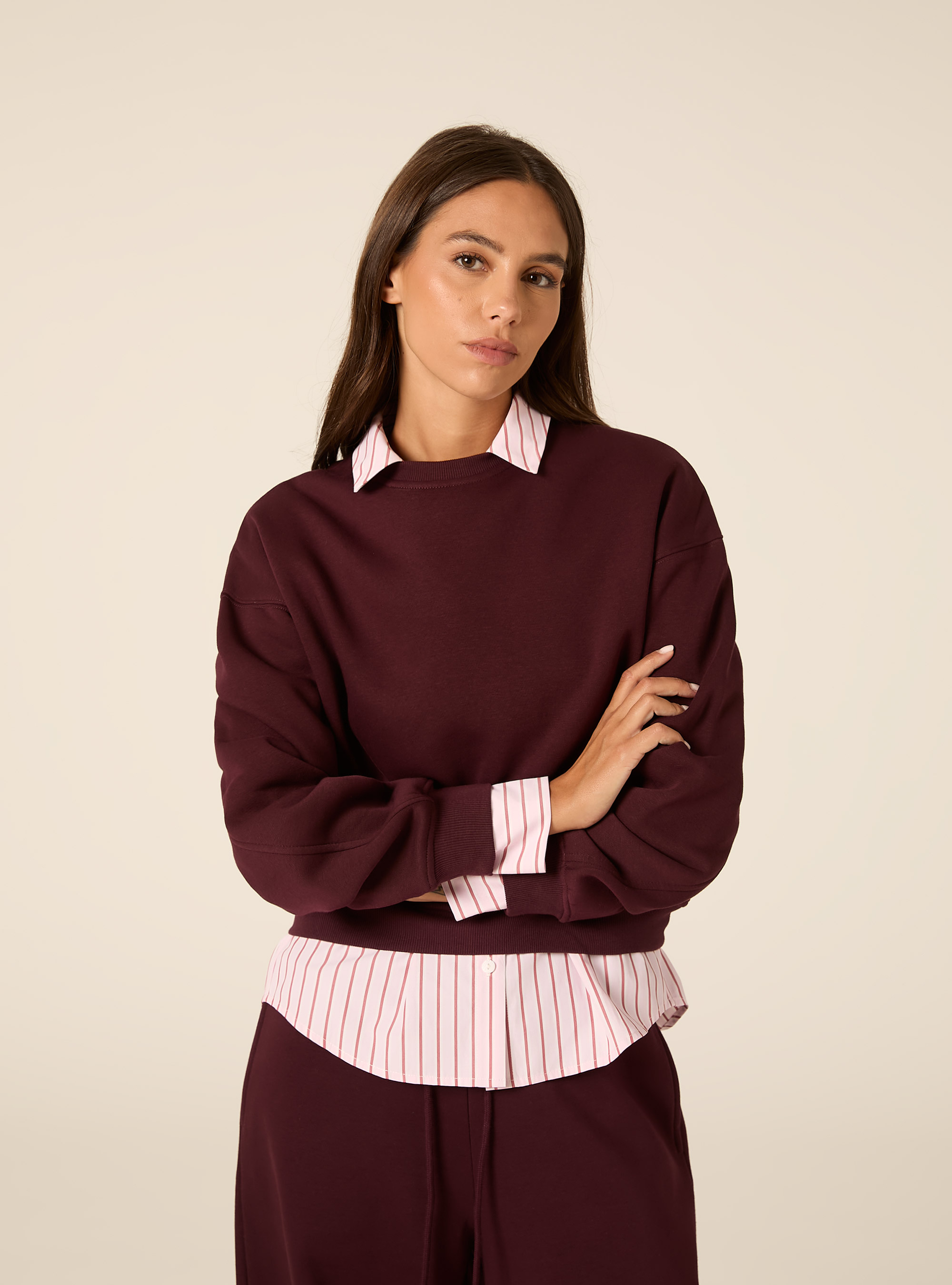 Felpa girocollo, BO1 BORDEAUX DARK