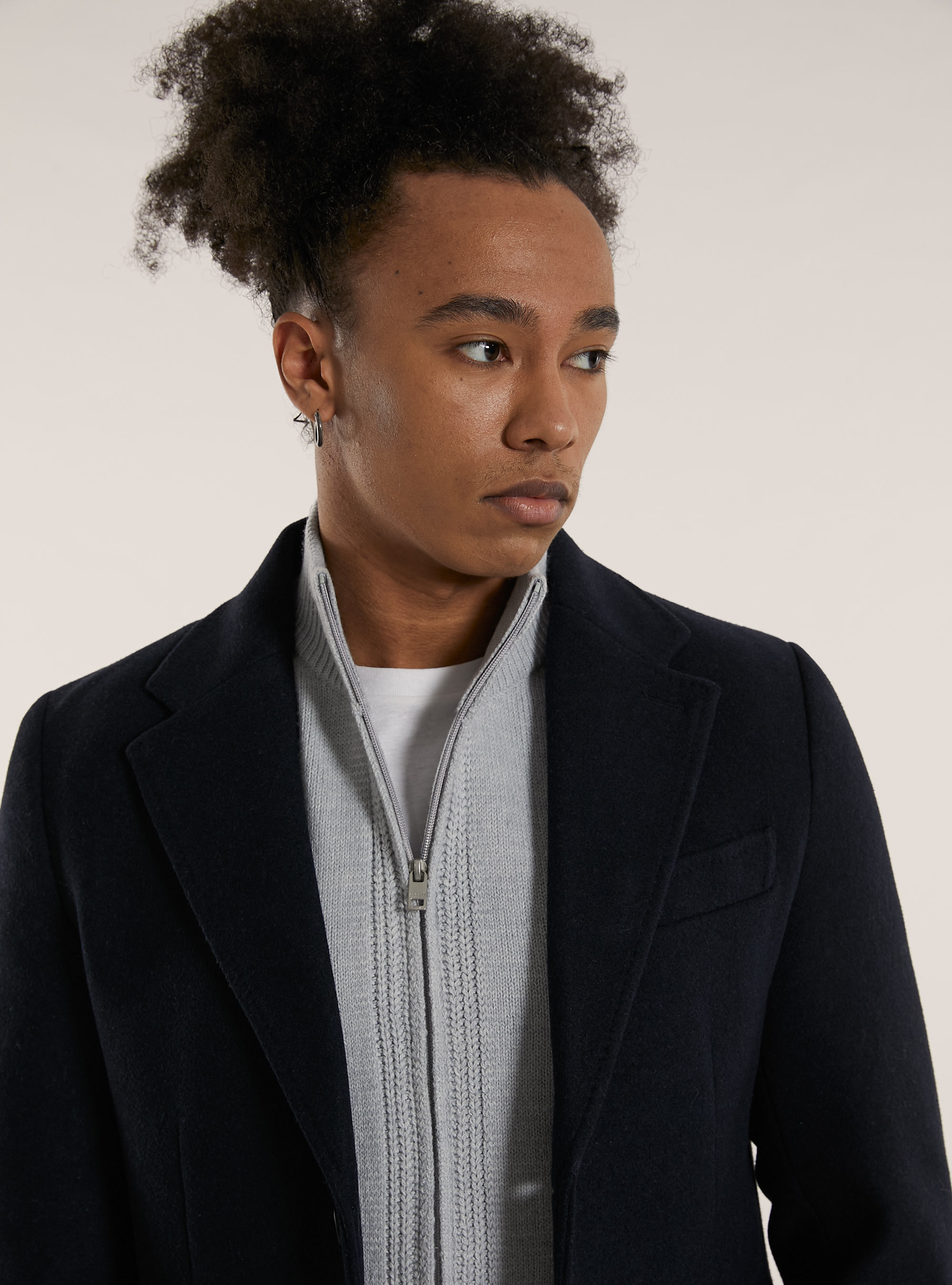 Single breasted wool blend coat, NA1 NAVY DARK