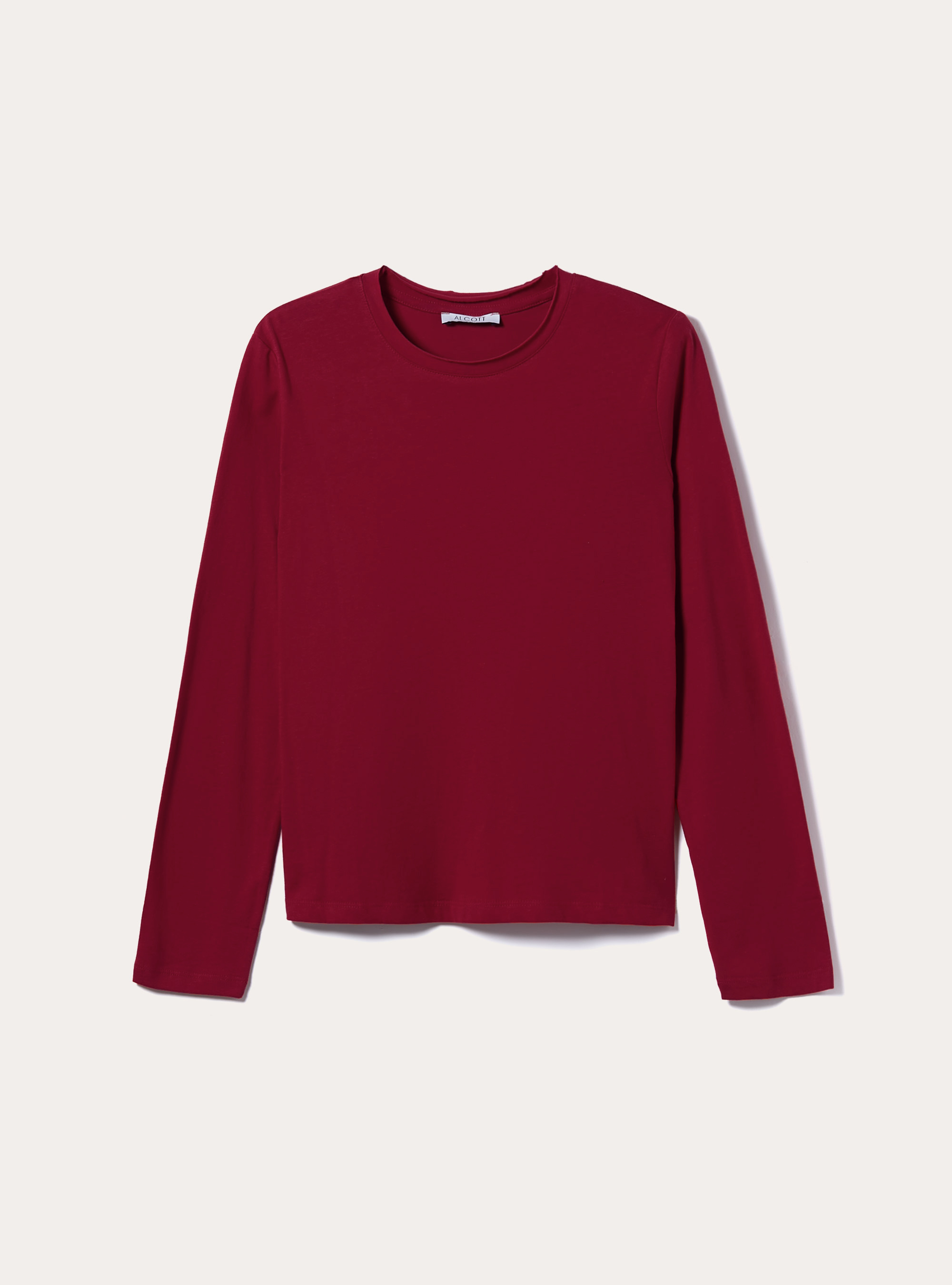 Camiseta básica de manga larga, BO1 BORDEAUX DARK