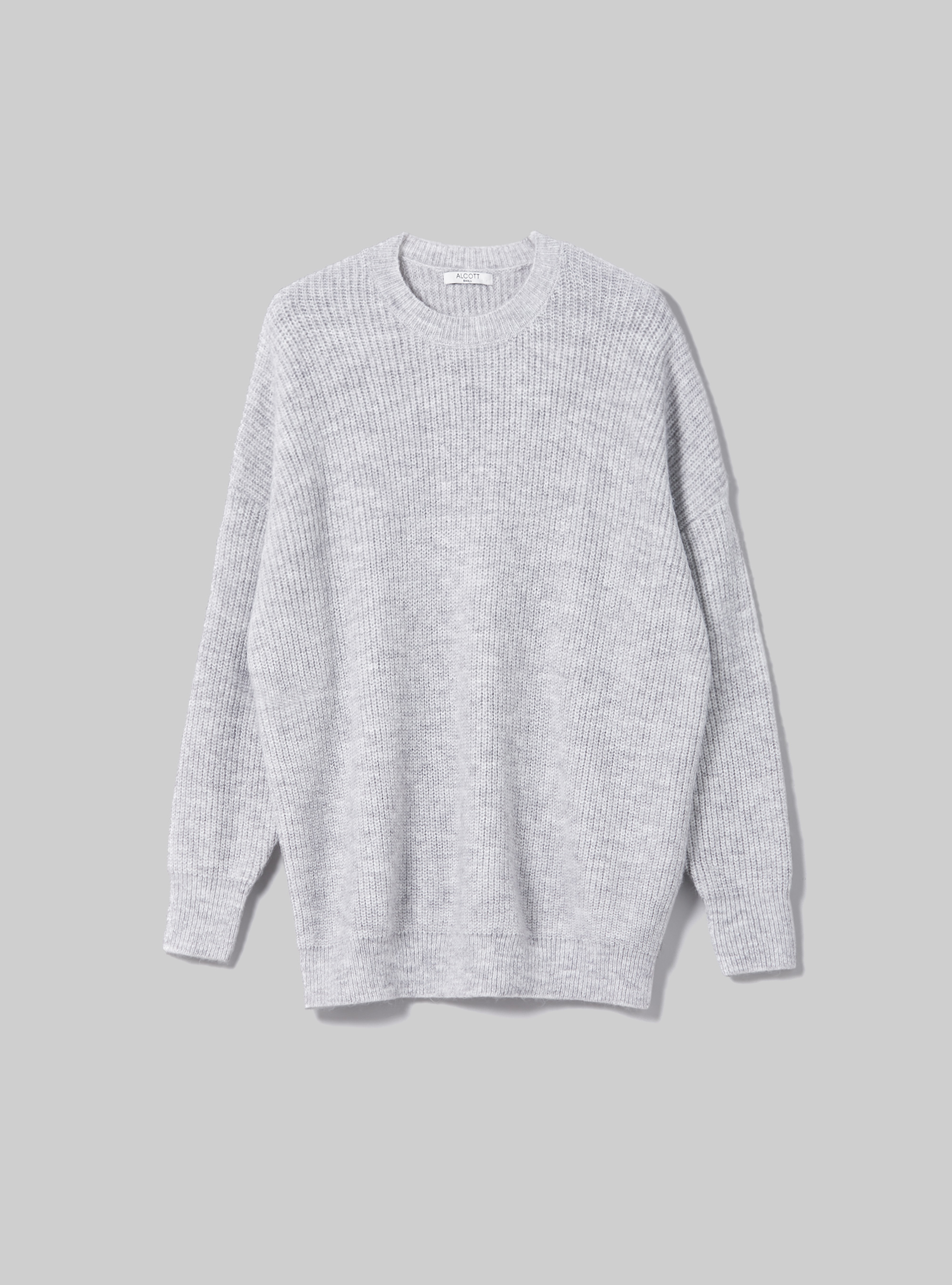 Oversize pullover in English rib, MGY3 GREY MEL LIGHT