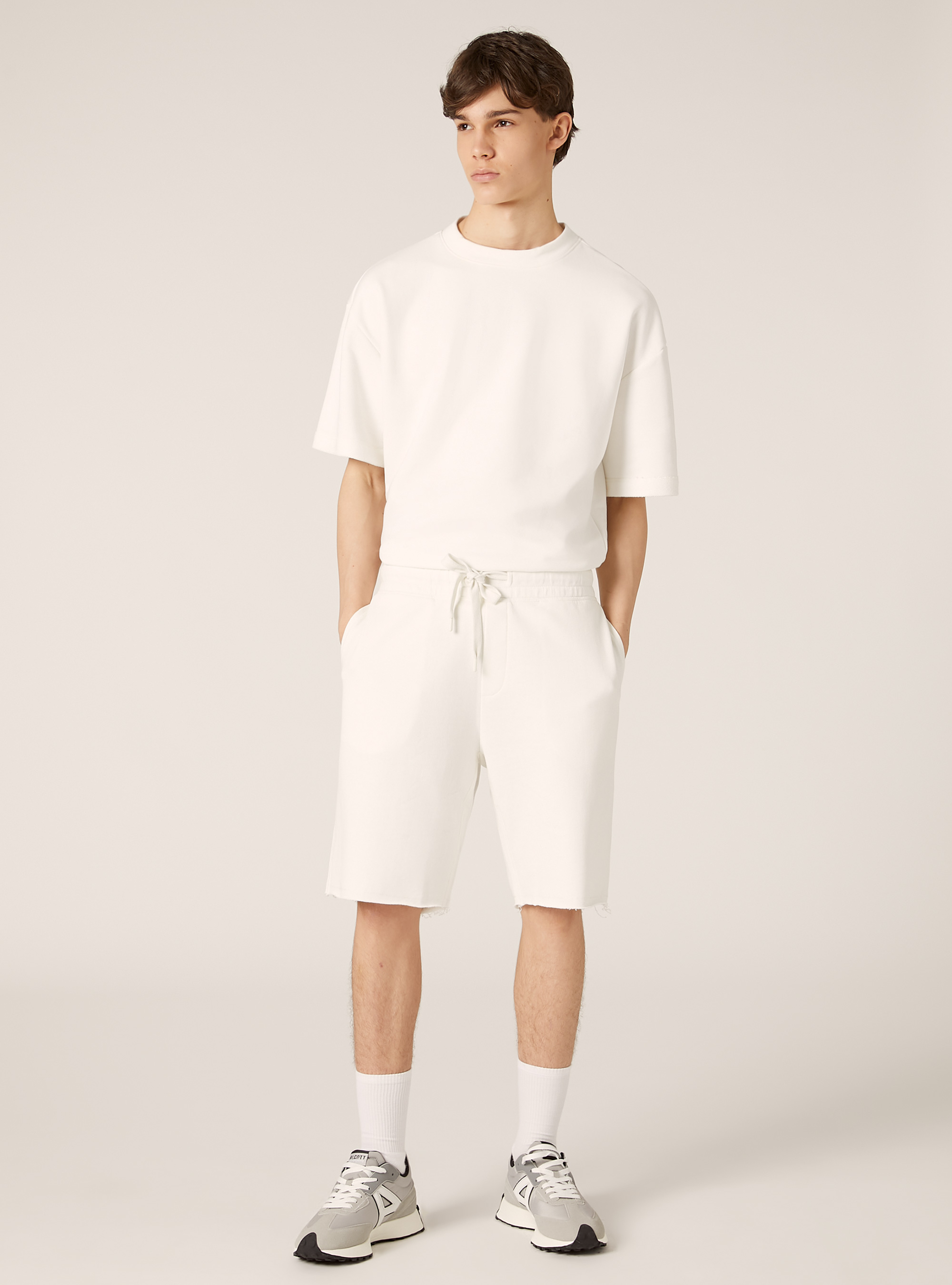 Bermuda jogger de algodón, WH1 OFF WHITE