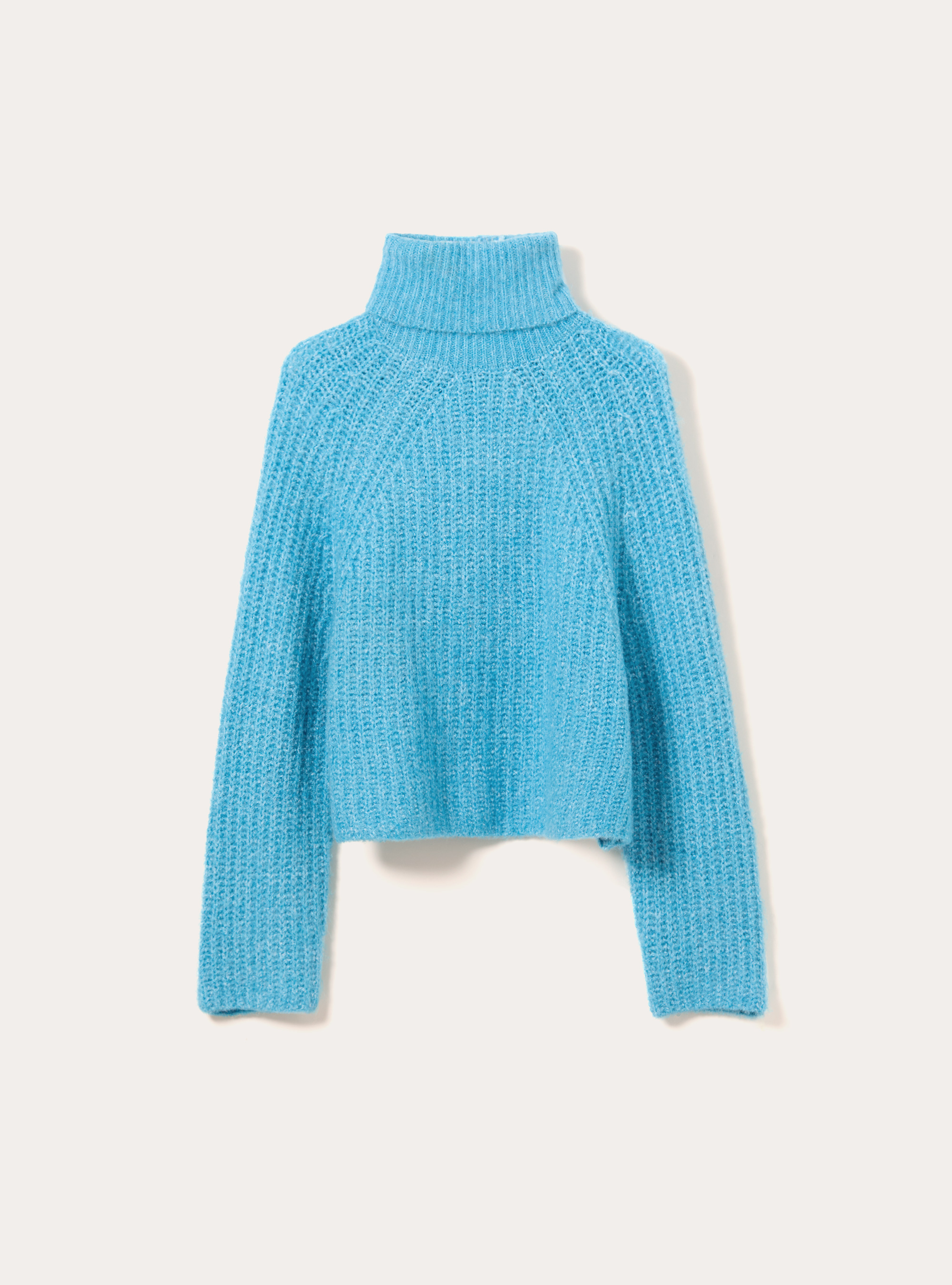 Jersey de cuello alto con canalé inglés, MAZ2 AZURE MEL MEDIUM