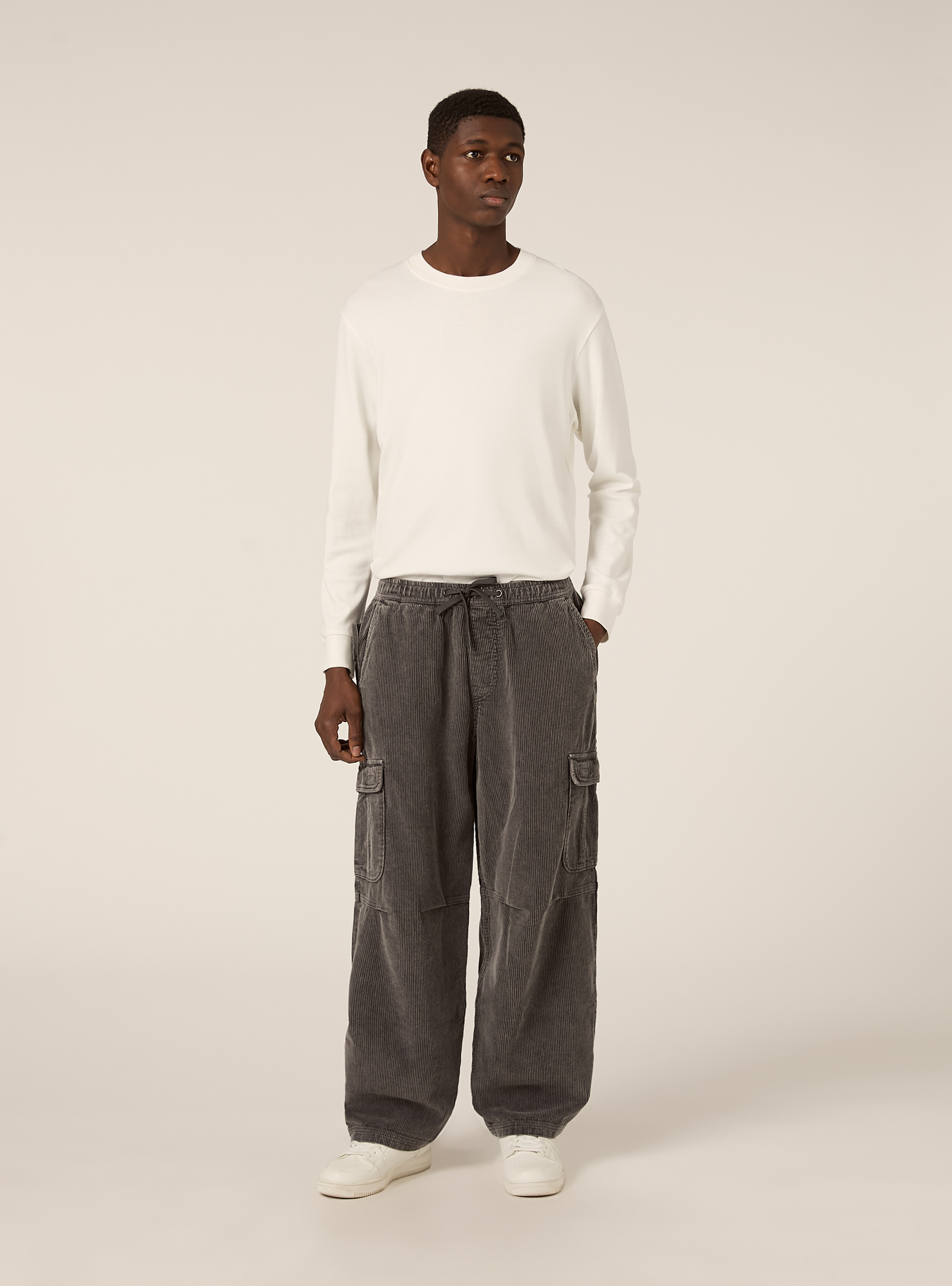 Pantaloni cargo in velluto a coste, GY1 GREY DARK