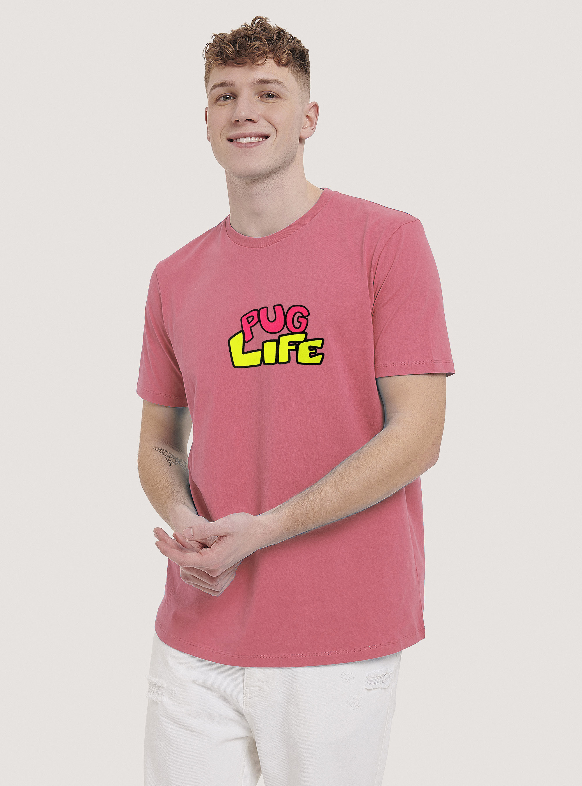 Maglietta con stampa Smile Collection, PK2 MEDIUM PINK