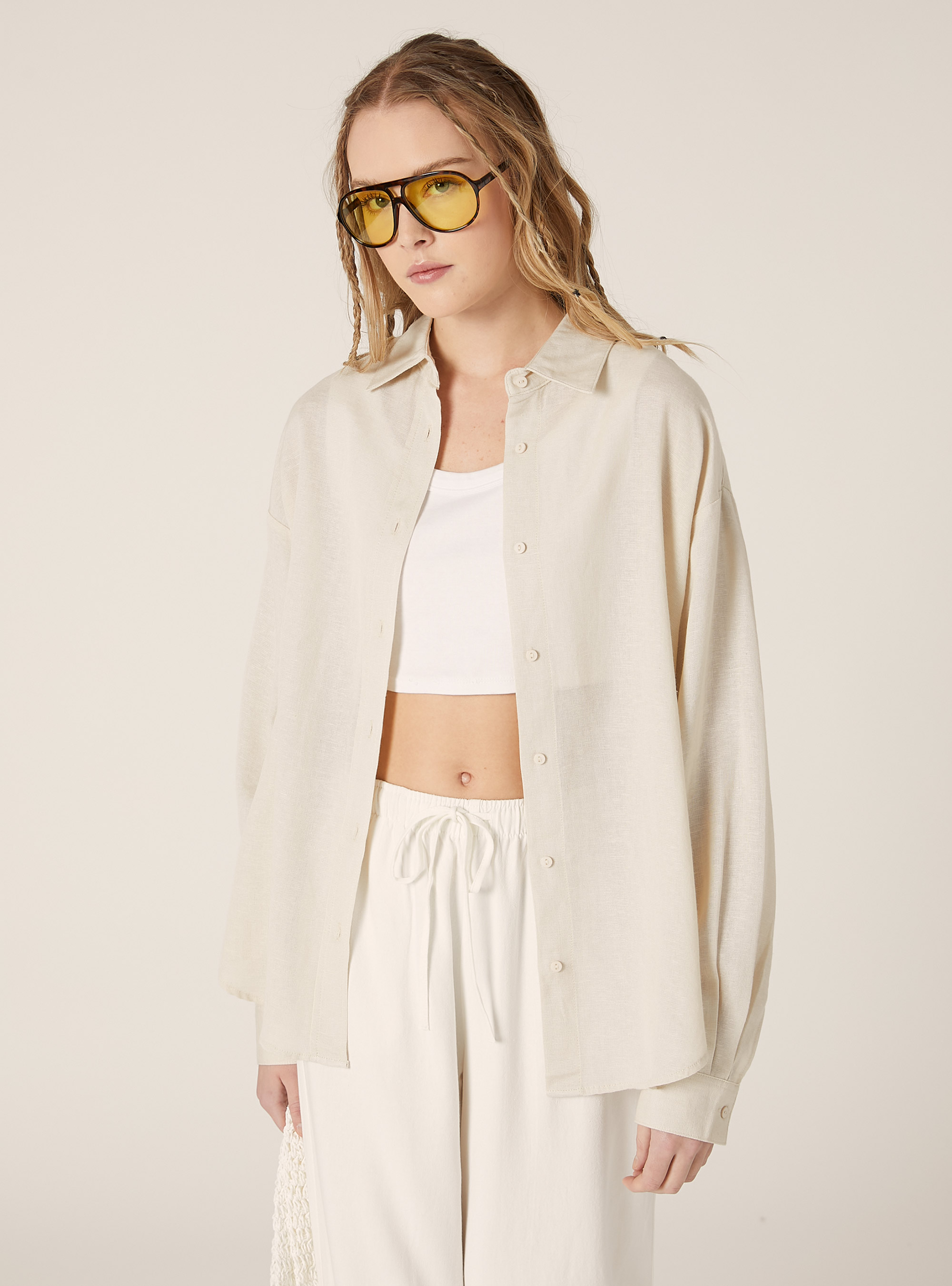 Comfort fit linen shirt, CR2 CREAM MEDIUM