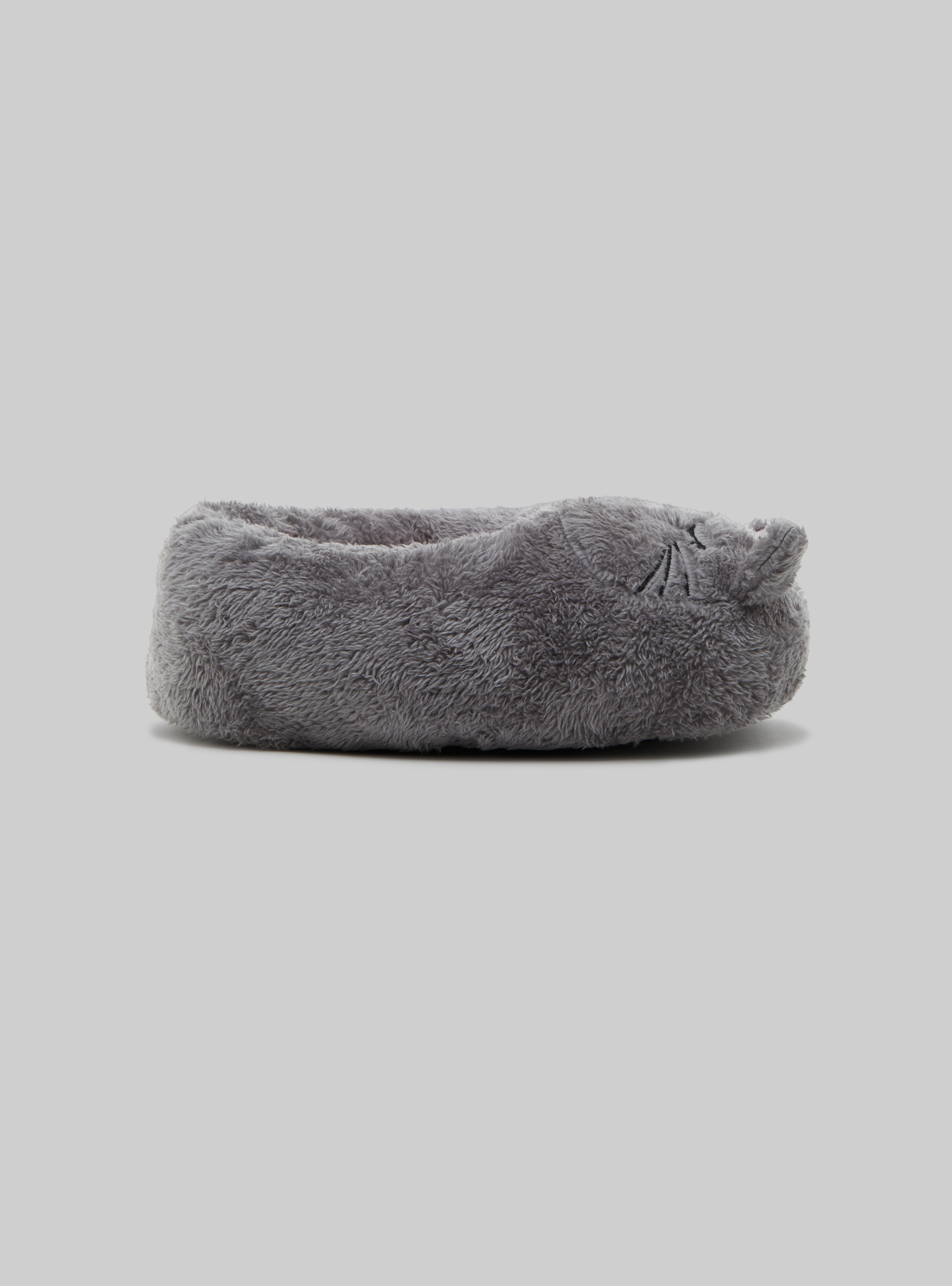 Plush slippers with night mask, GY2 GREY MEDIUM
