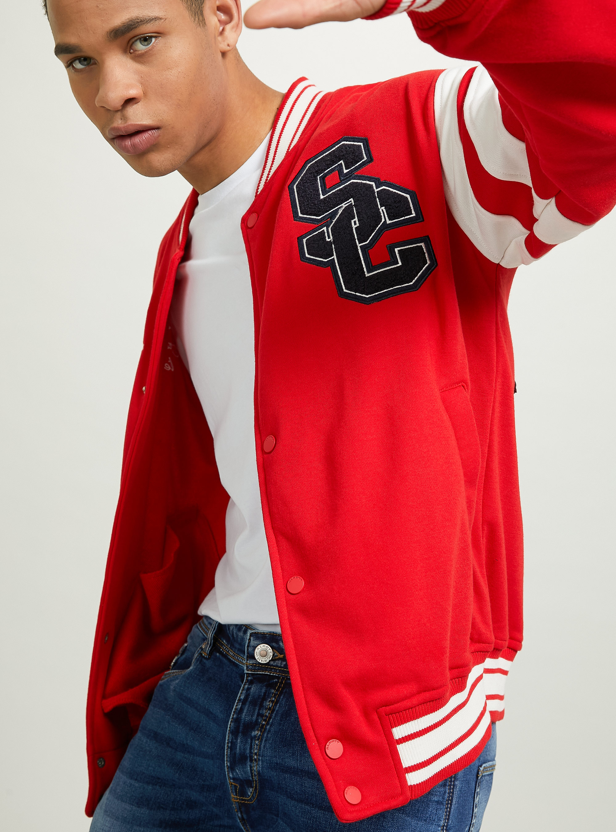 Blouson bombardier &agrave; imprim&eacute; de l'universite, RD2 RED MEDIUM