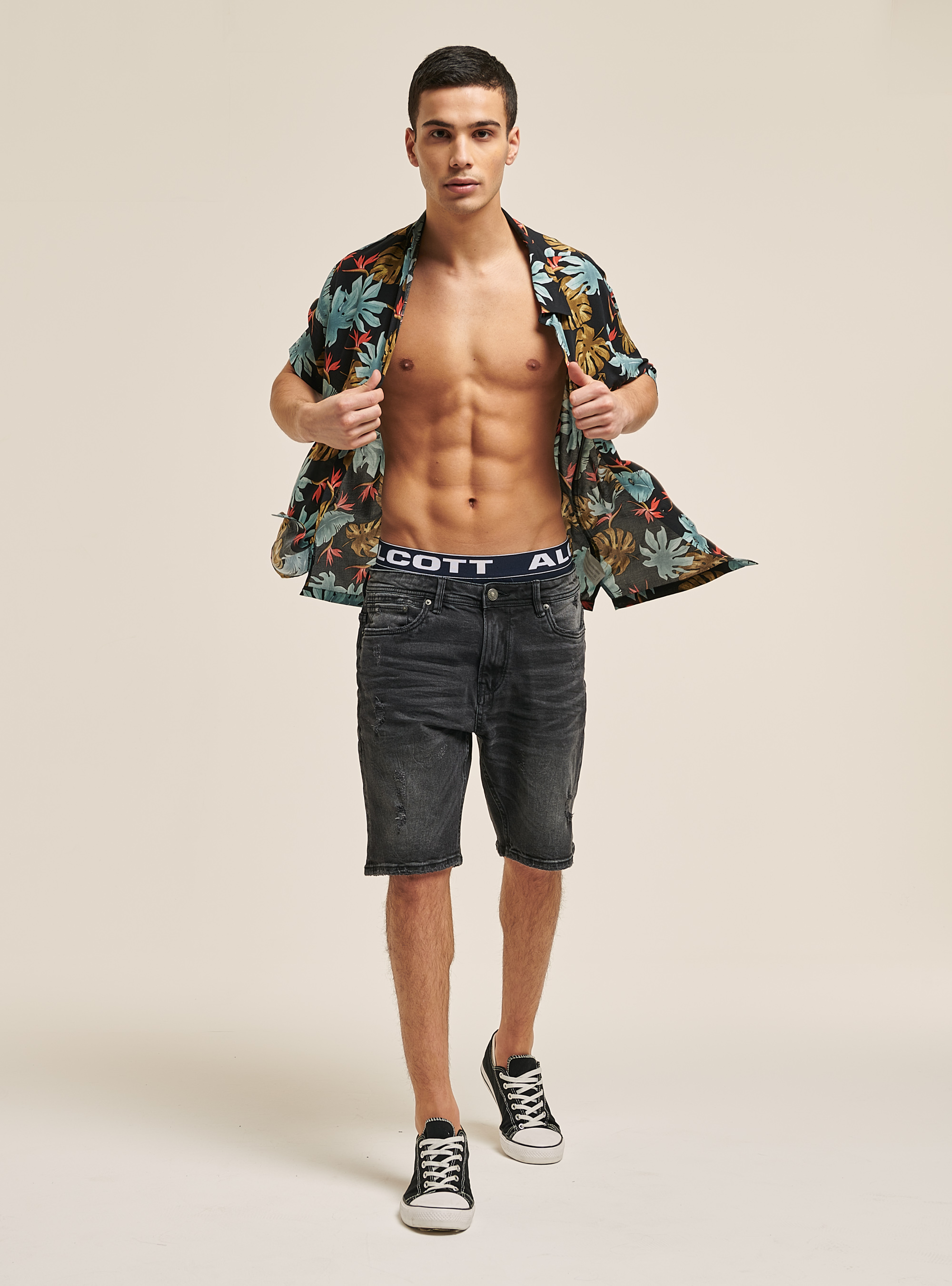 Short-sleeved shirt with tropical print, PALME