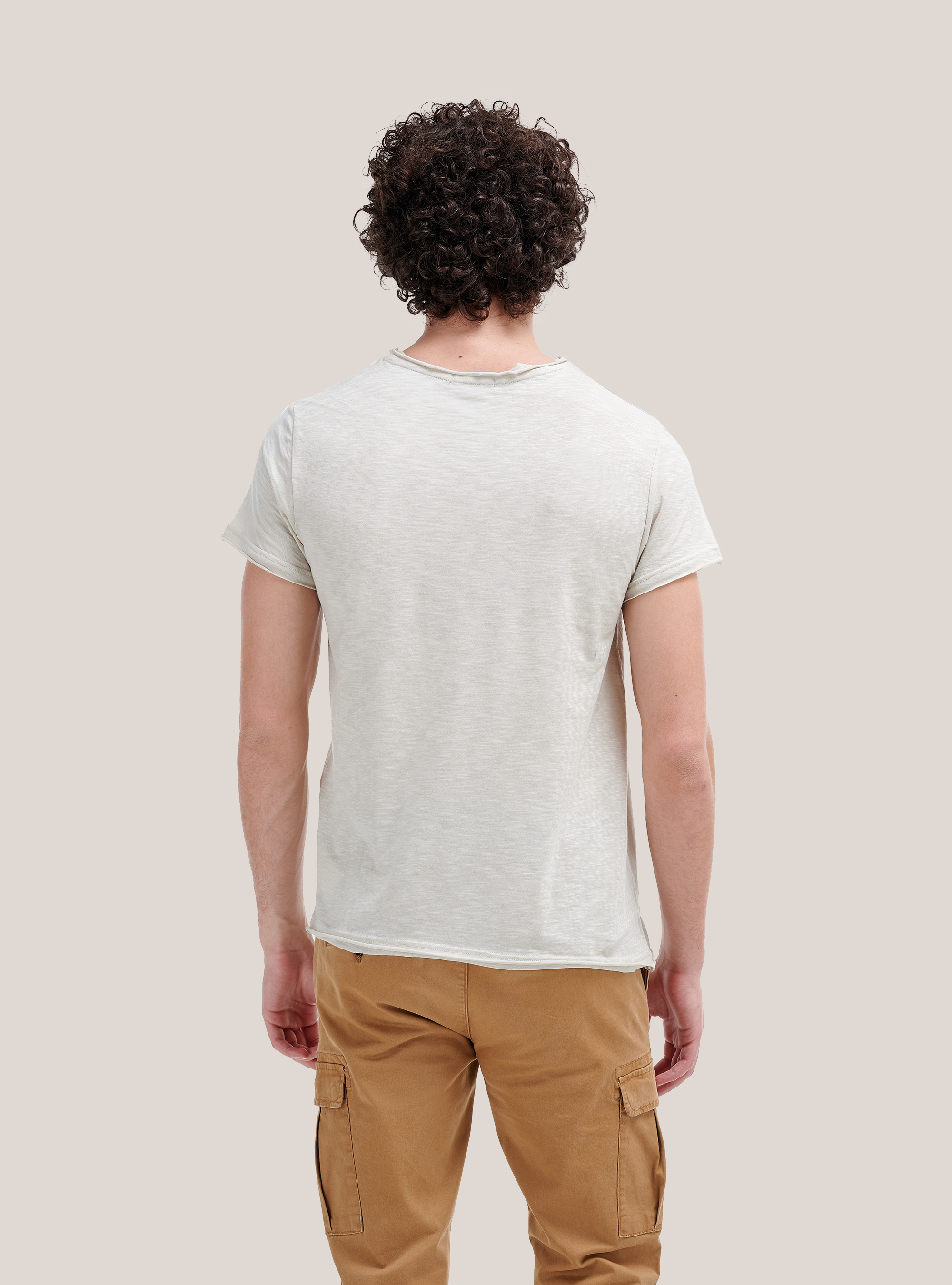 T-shirt in combed cotton, CREAM