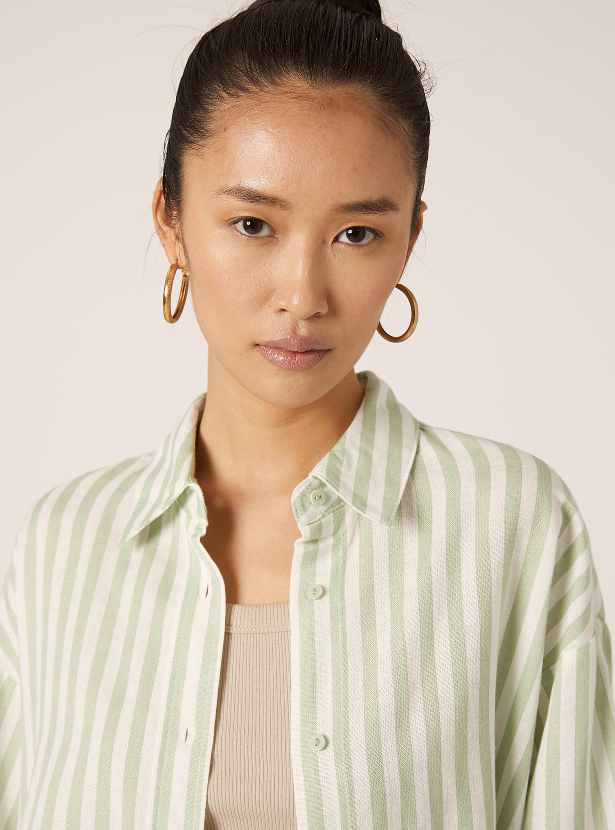 Gestreiftes Hemd aus einer Leinenmischung, KY3 KAKY LIGHT