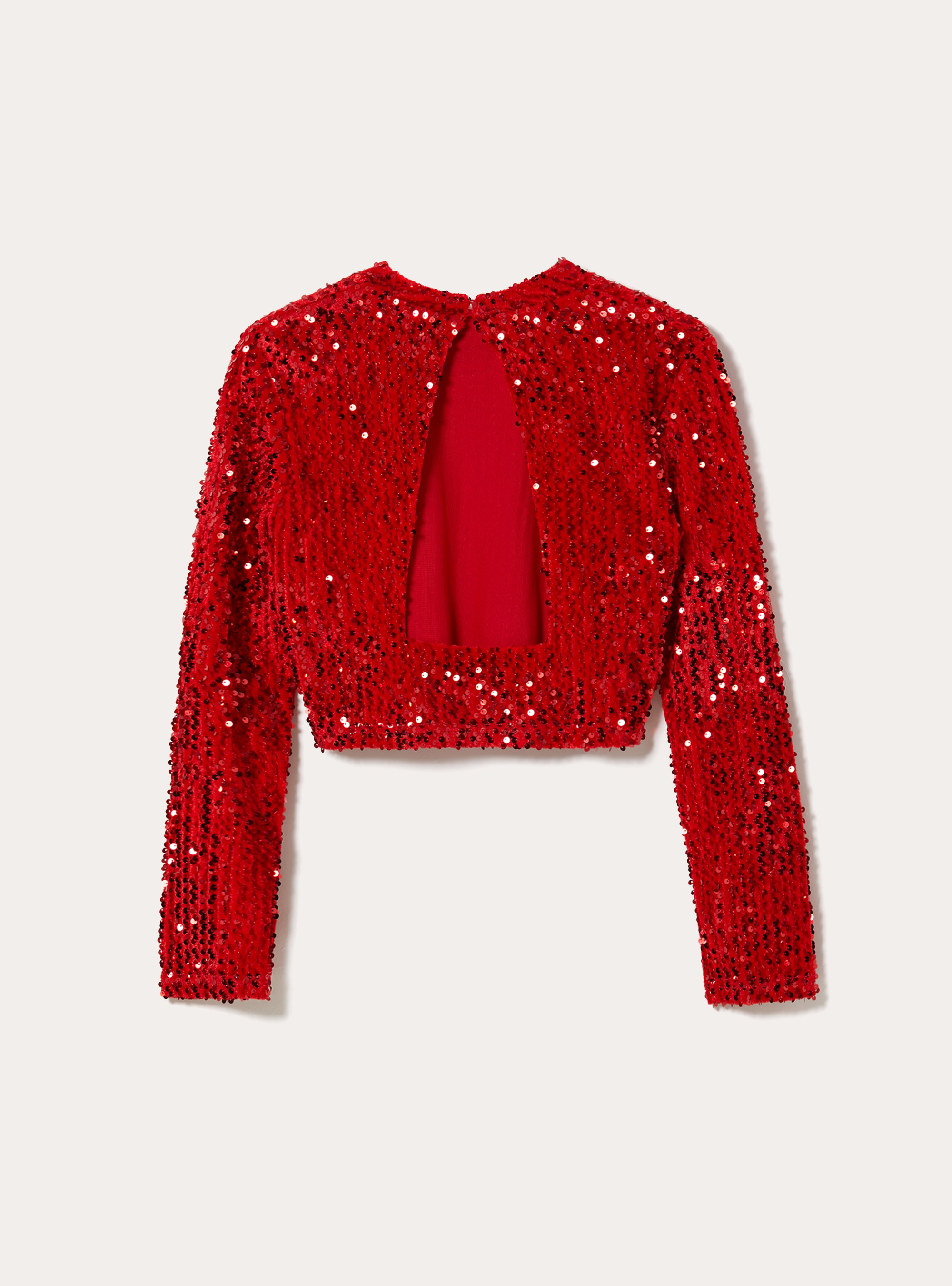 Maglia maniche lunghe in paillettes, RD2 RED MEDIUM