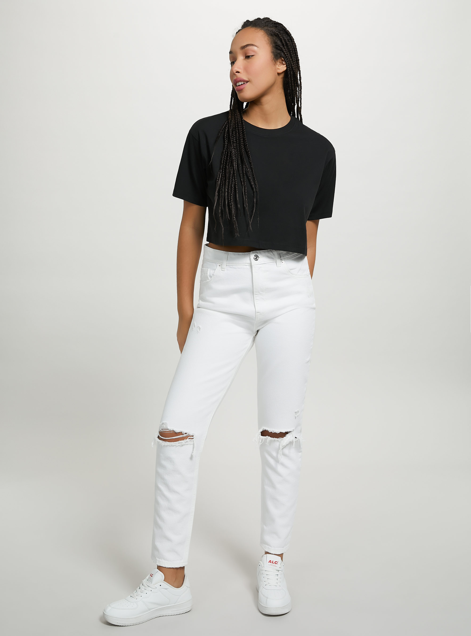 T-shirt en coton court, BK1 BLACK