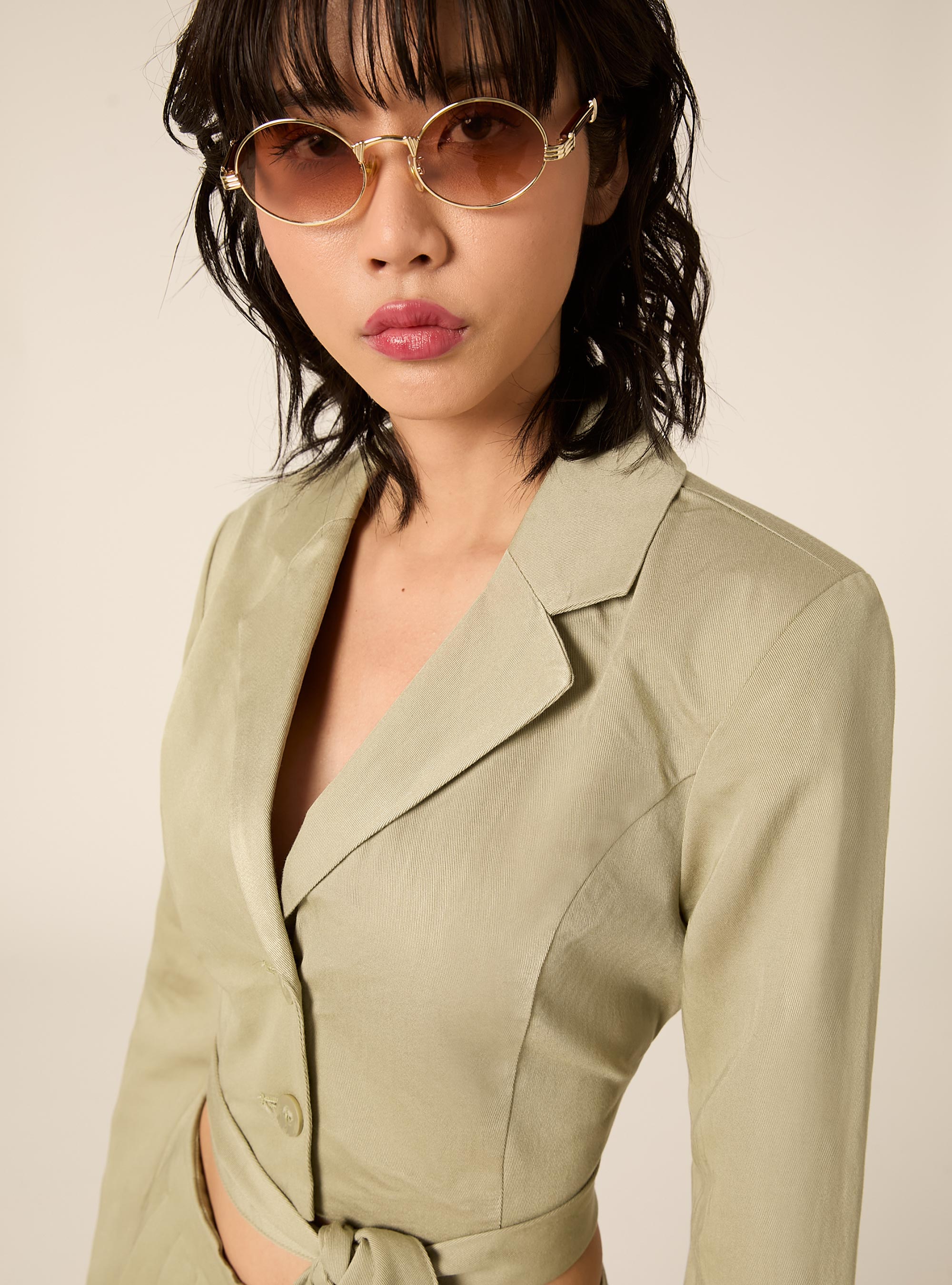 Giacca cropped con fiocco, GN3 GREEN LIGHT