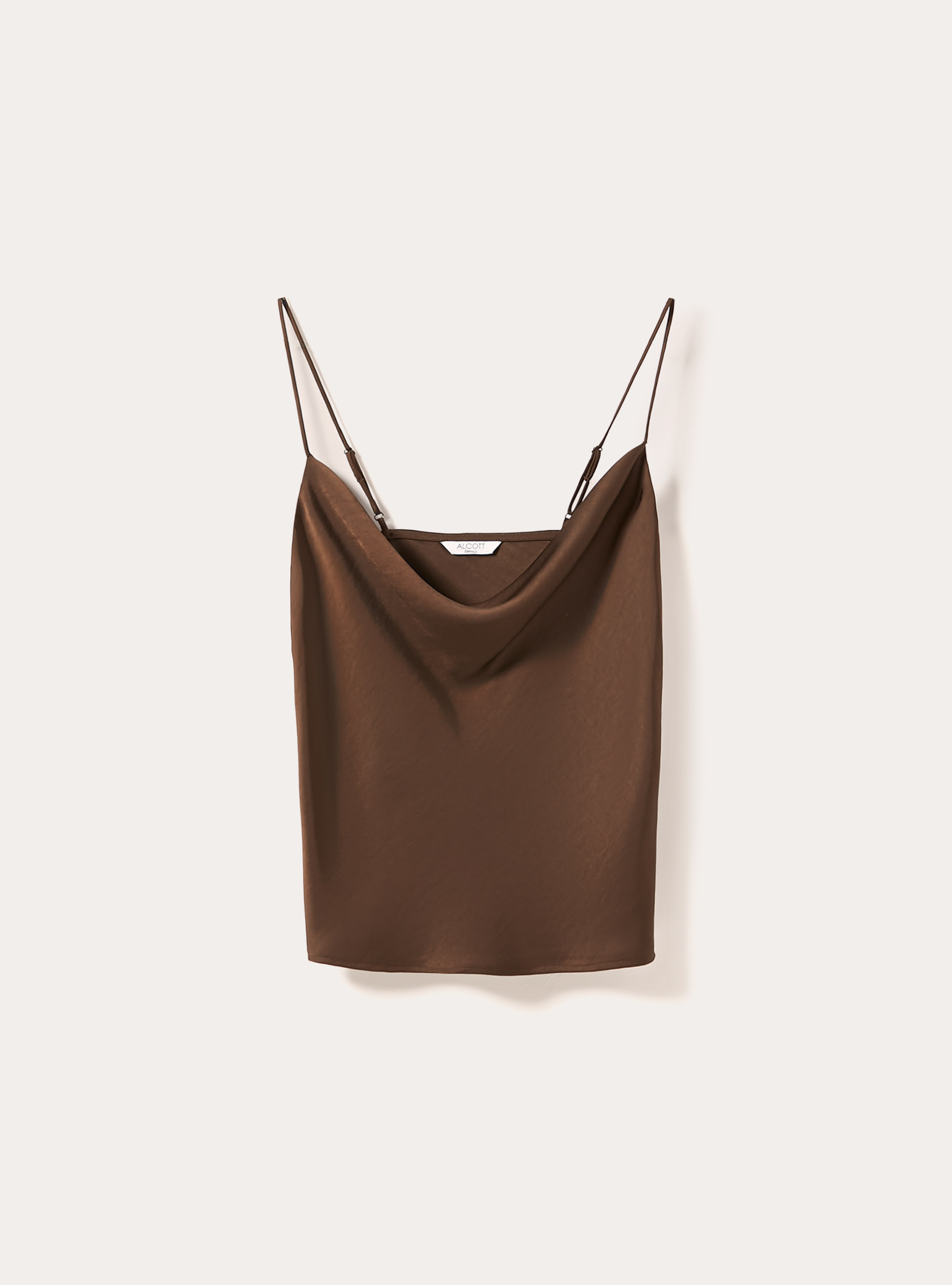 Satin top with straps, BR1 BROWN DARK