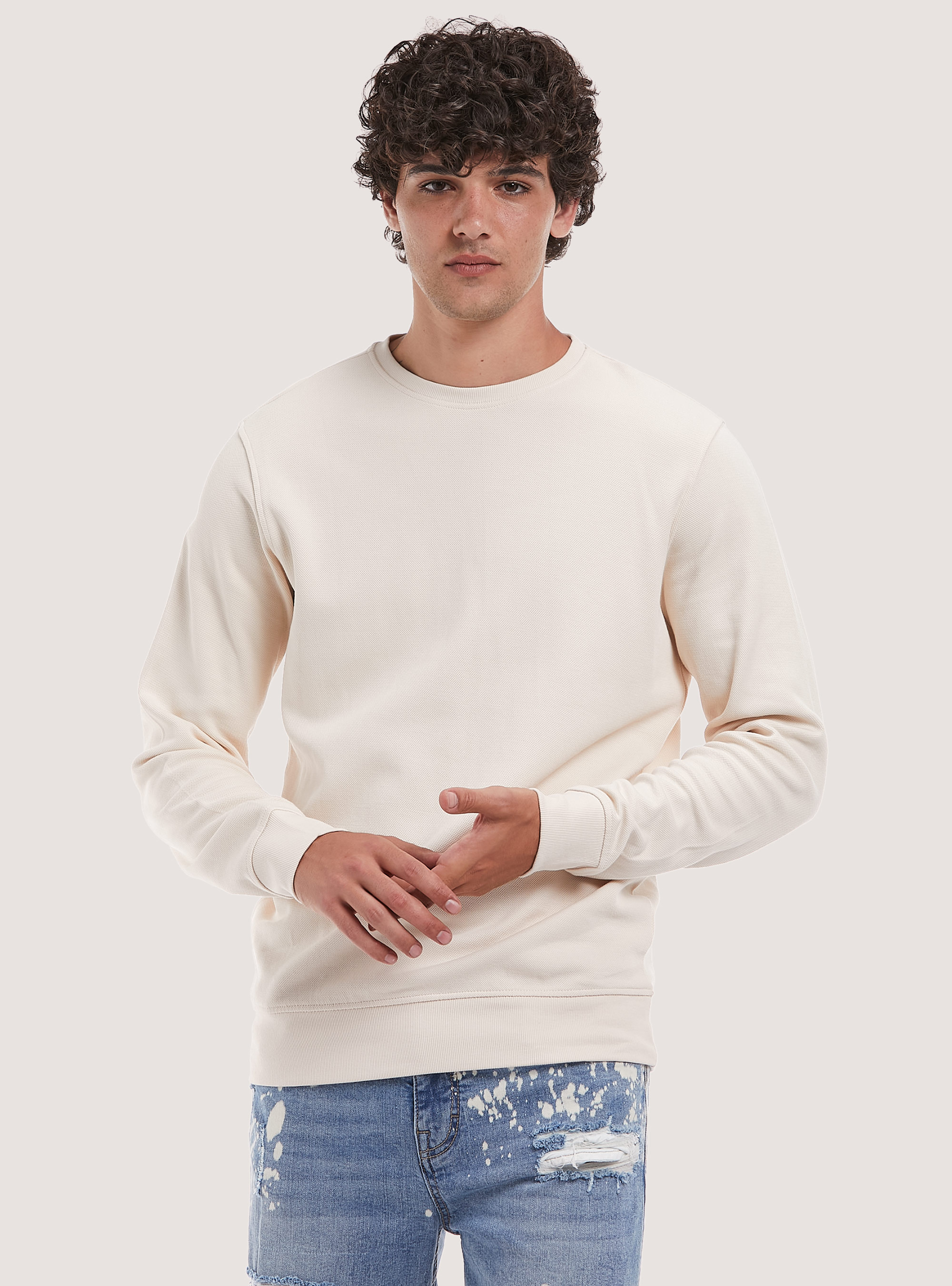 Cotton piqué sweatshirt