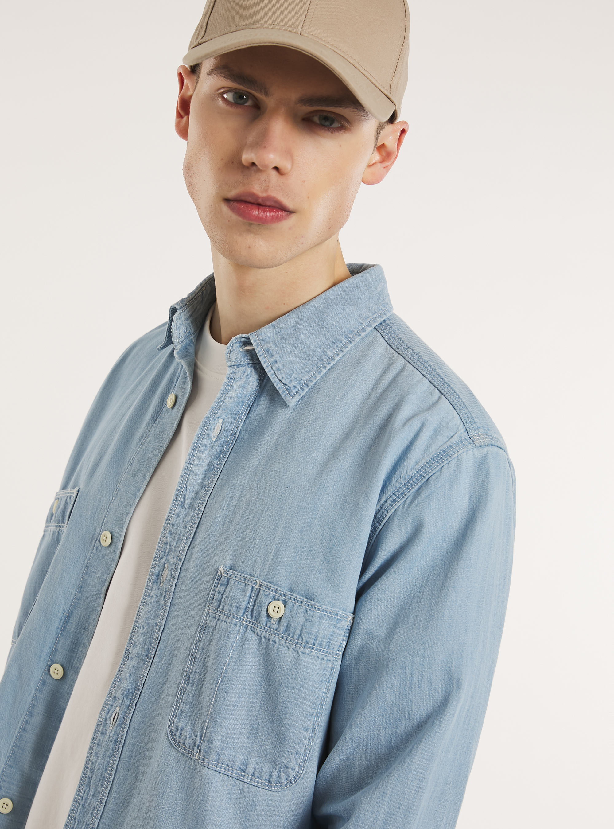 Lightweight denim shirt, D006 AZURE