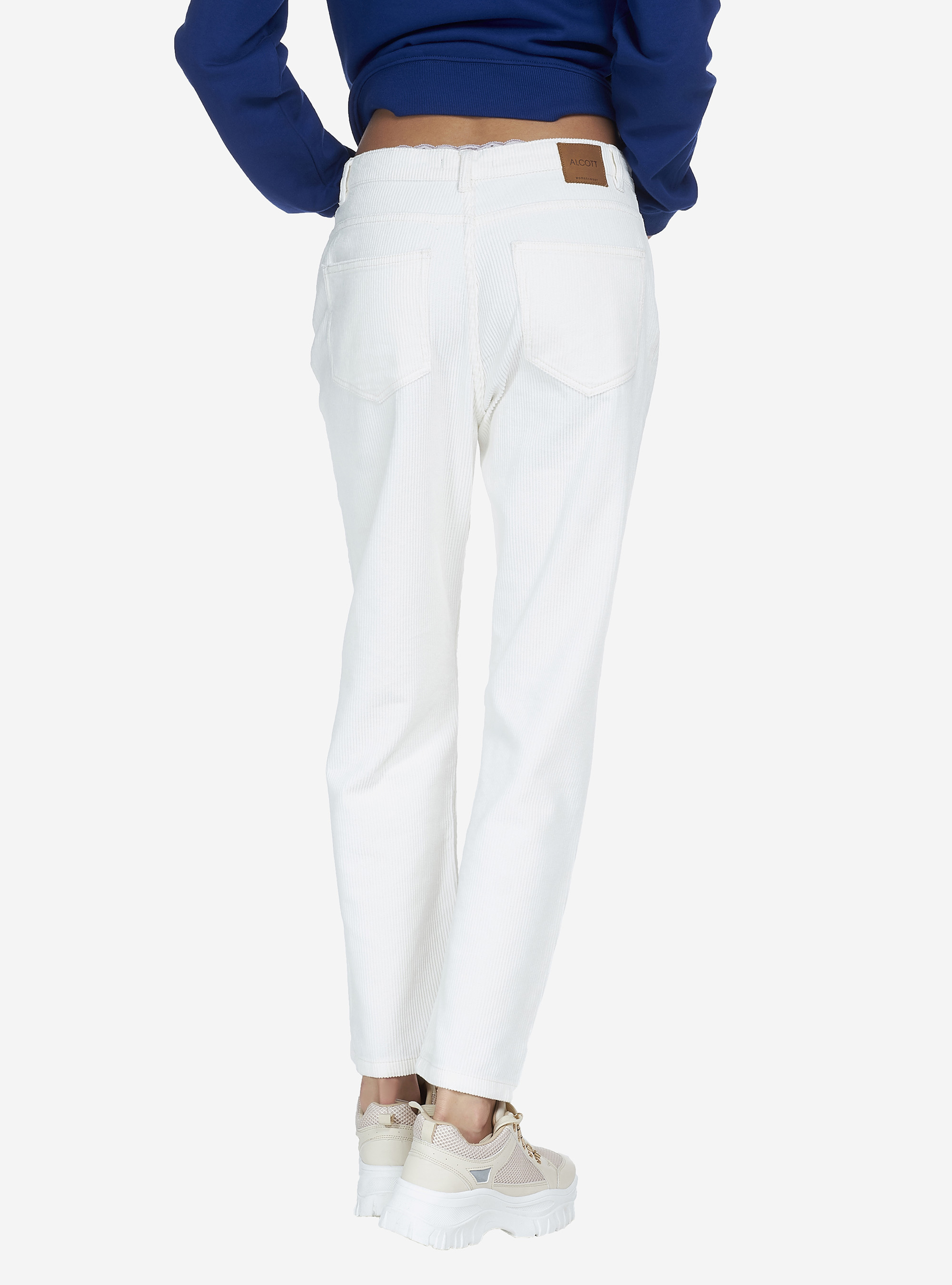 RIBBED VELVET PANTS, OFF-WHITE