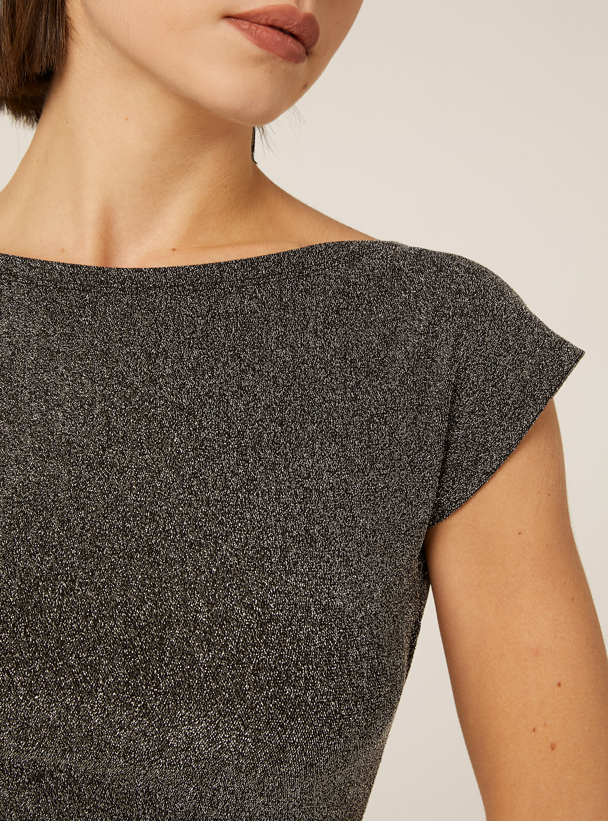 Camiseta metalizada con espalda descubierta, SV2 SILVER MEDIUM