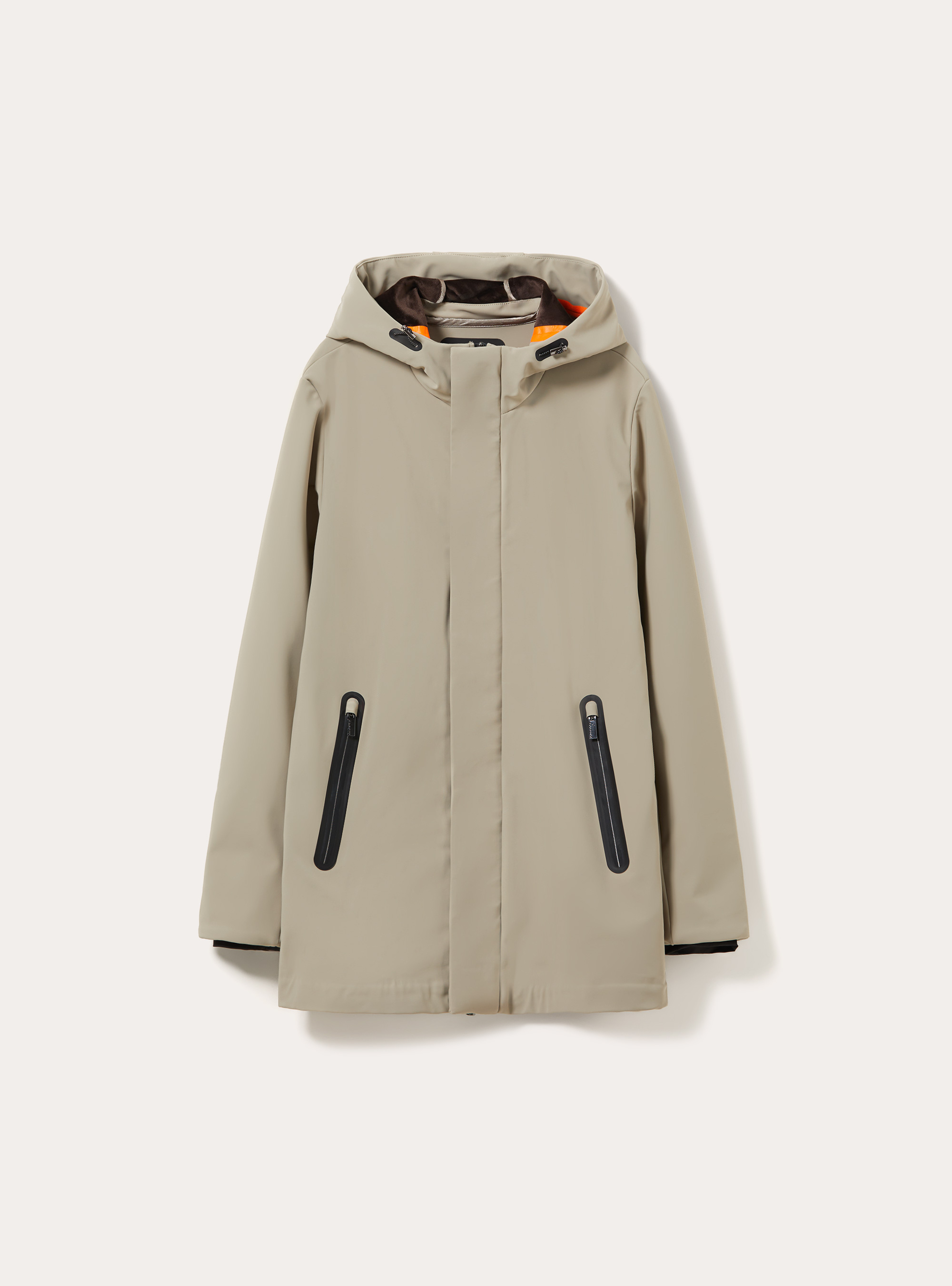 Technical softshell hooded parka with zip, CR3 CREAM LIGHT