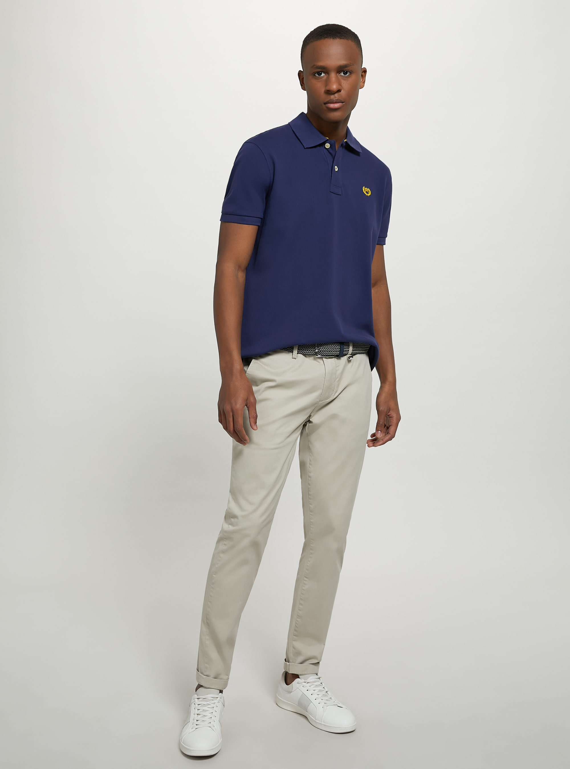 Cotton piqué polo shirt with embroidery, BL2 BLUE MEDIUM