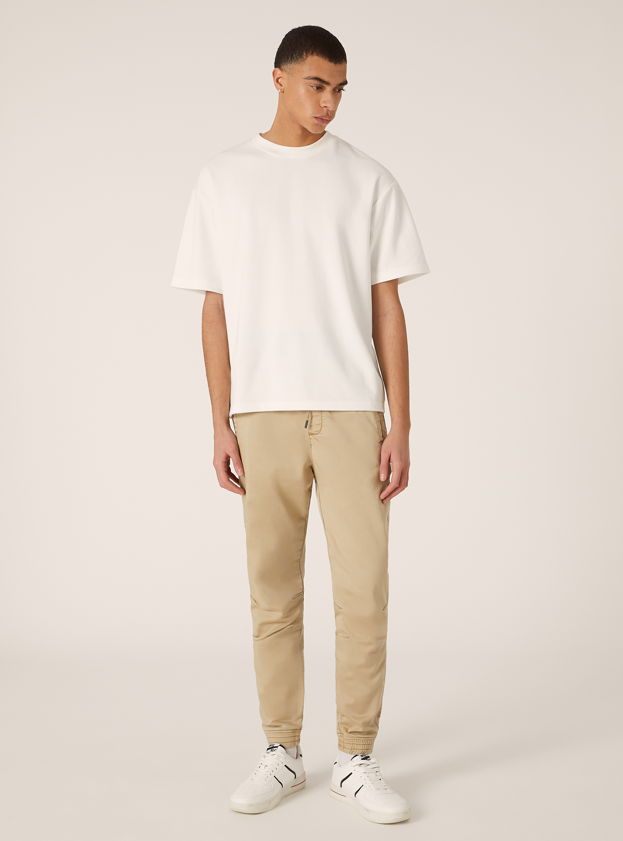 Cotton jogger trousers, BG1 BEIGE DARK