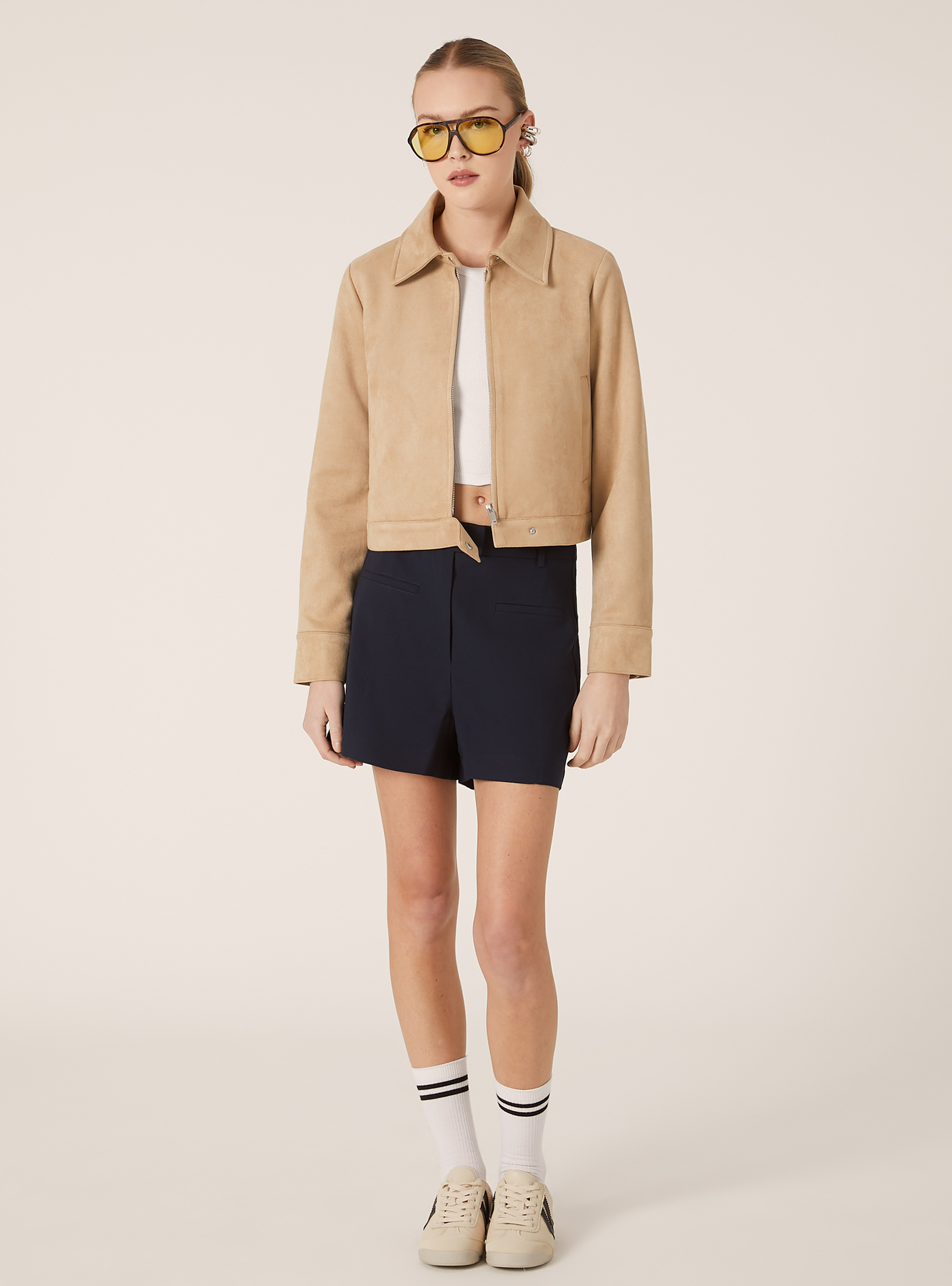 Suede-effect jacket, BG2 BEIGE MEDIUM