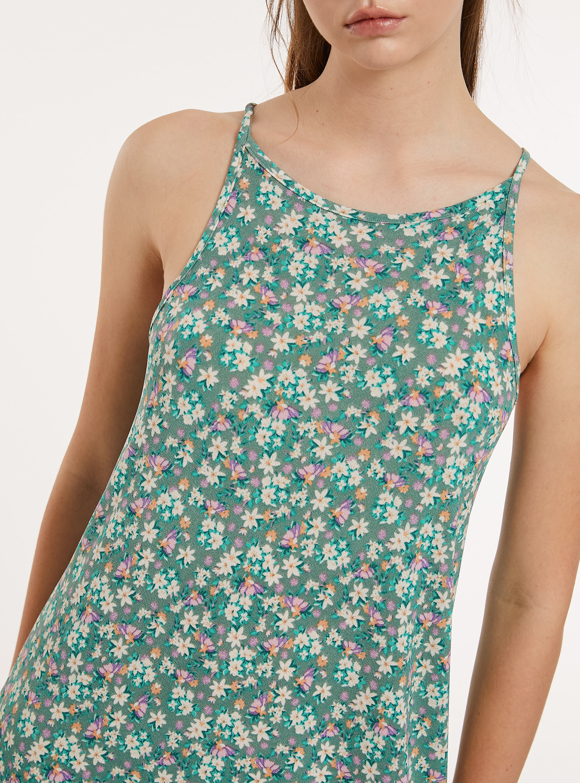 Abito corto fantasia, GN1 GREEN DARK