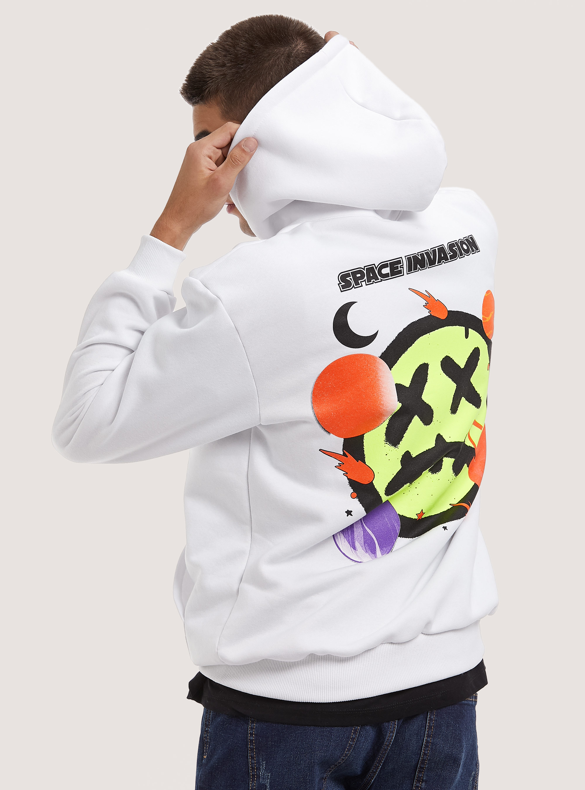 Felpa con cappuccio Smile Collection, WH2 WHITE