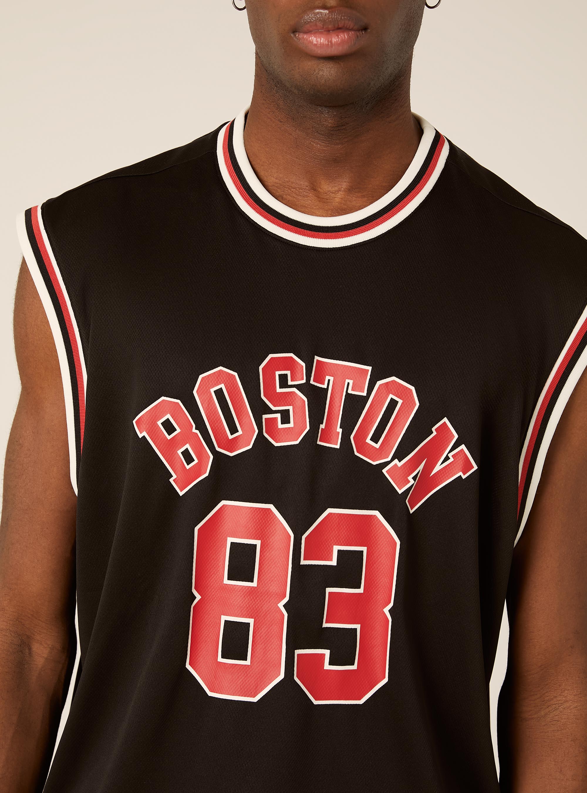 Varsity Print Boxy Fit Tank Top, BK1 BLACK