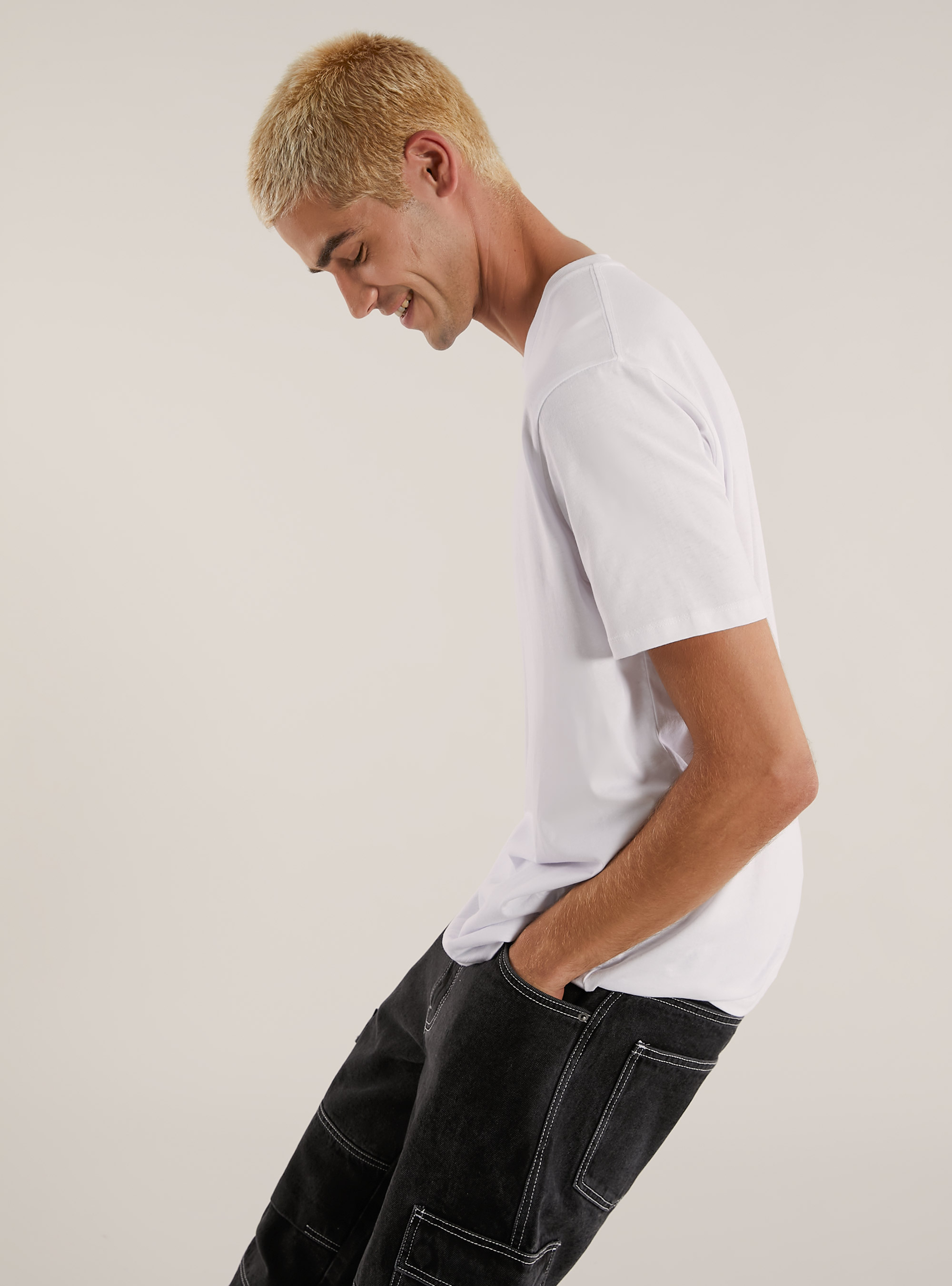 Maglietta girocollo in cotone, WH2 WHITE