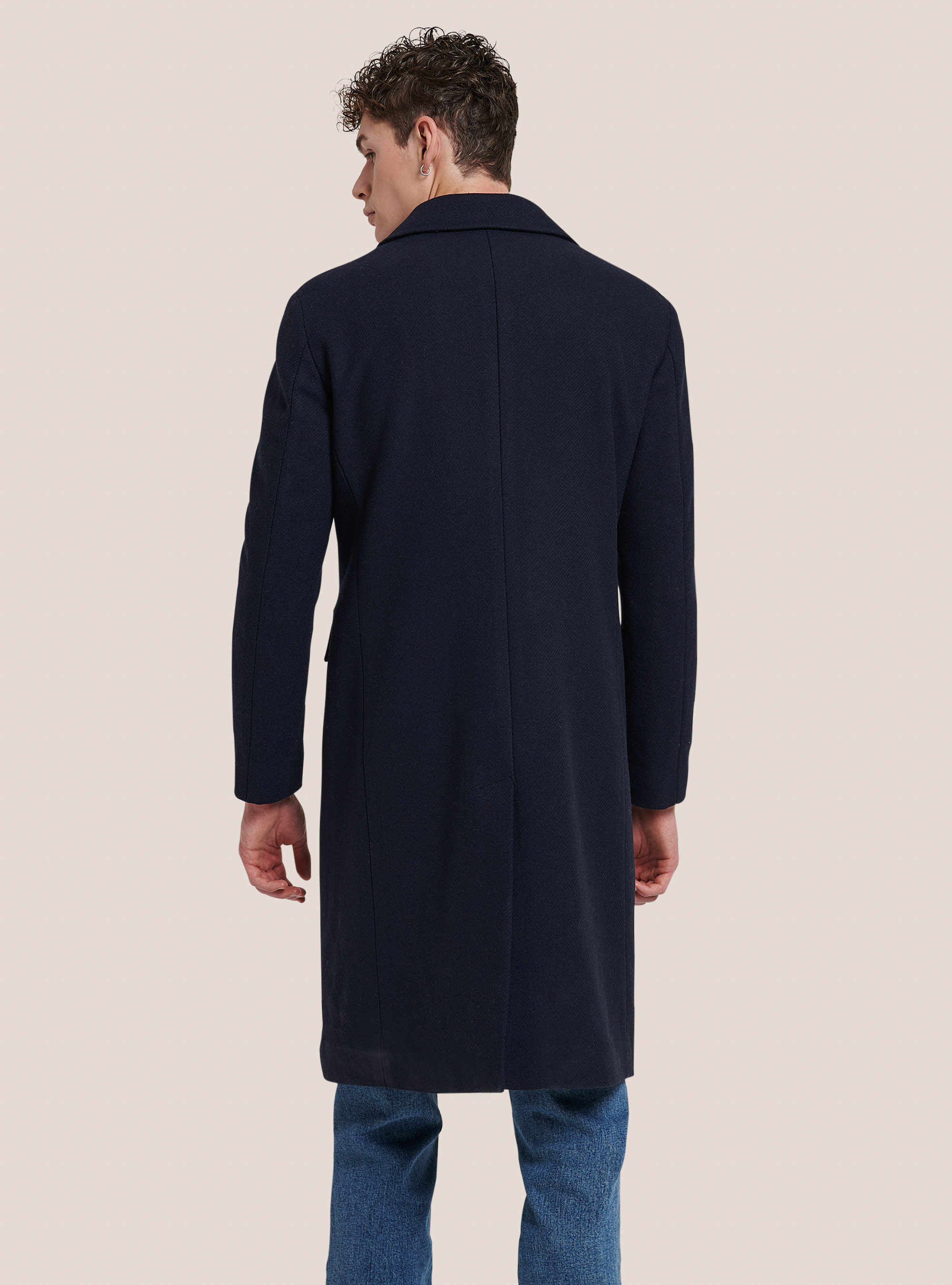 Zweireihiger Mantel aus Wollmischung, C218 BLUE NAVY