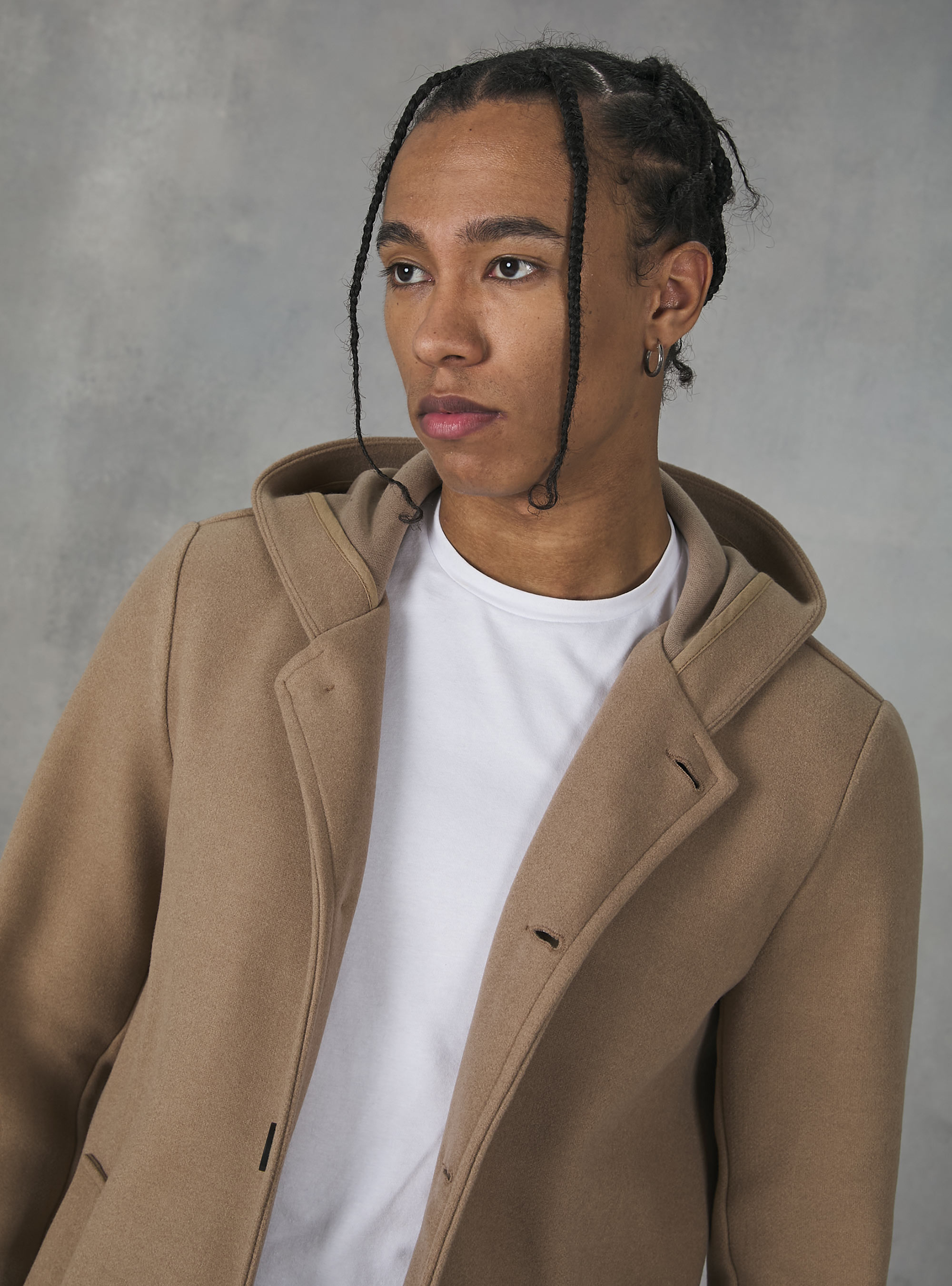 Hooded fabric coat, BG2 BEIGE MEDIUM