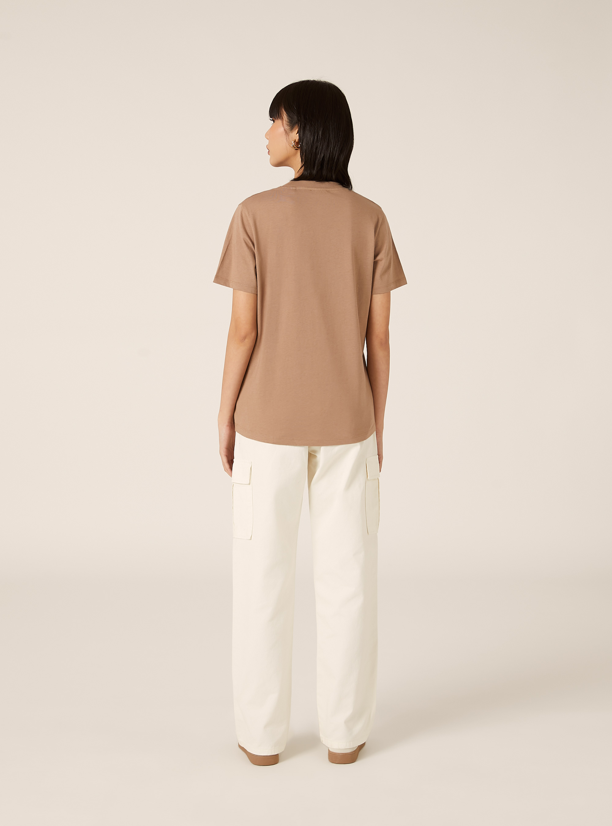 Cotton crew neck T-shirt, BR3 BROWN LIGHT