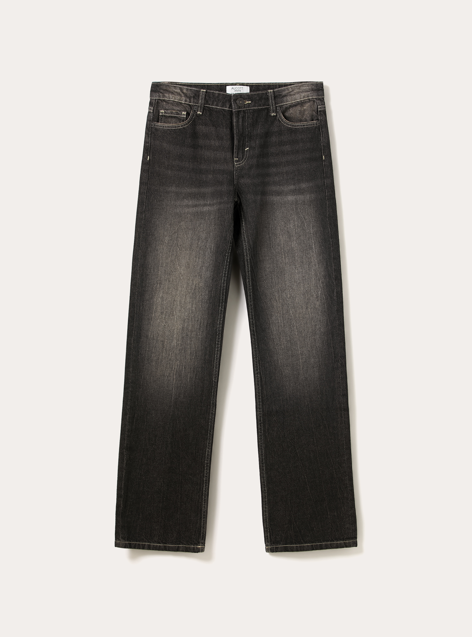 Low-waist straight-fit jeans, D000 BLACK